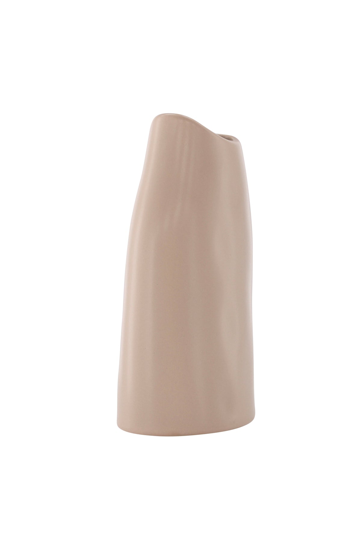 Beige Steinzeug-Vase Ernst mit schwarzen Punkten und glasierter Oberfläche, schlanke Form, Höhe 23 cm.