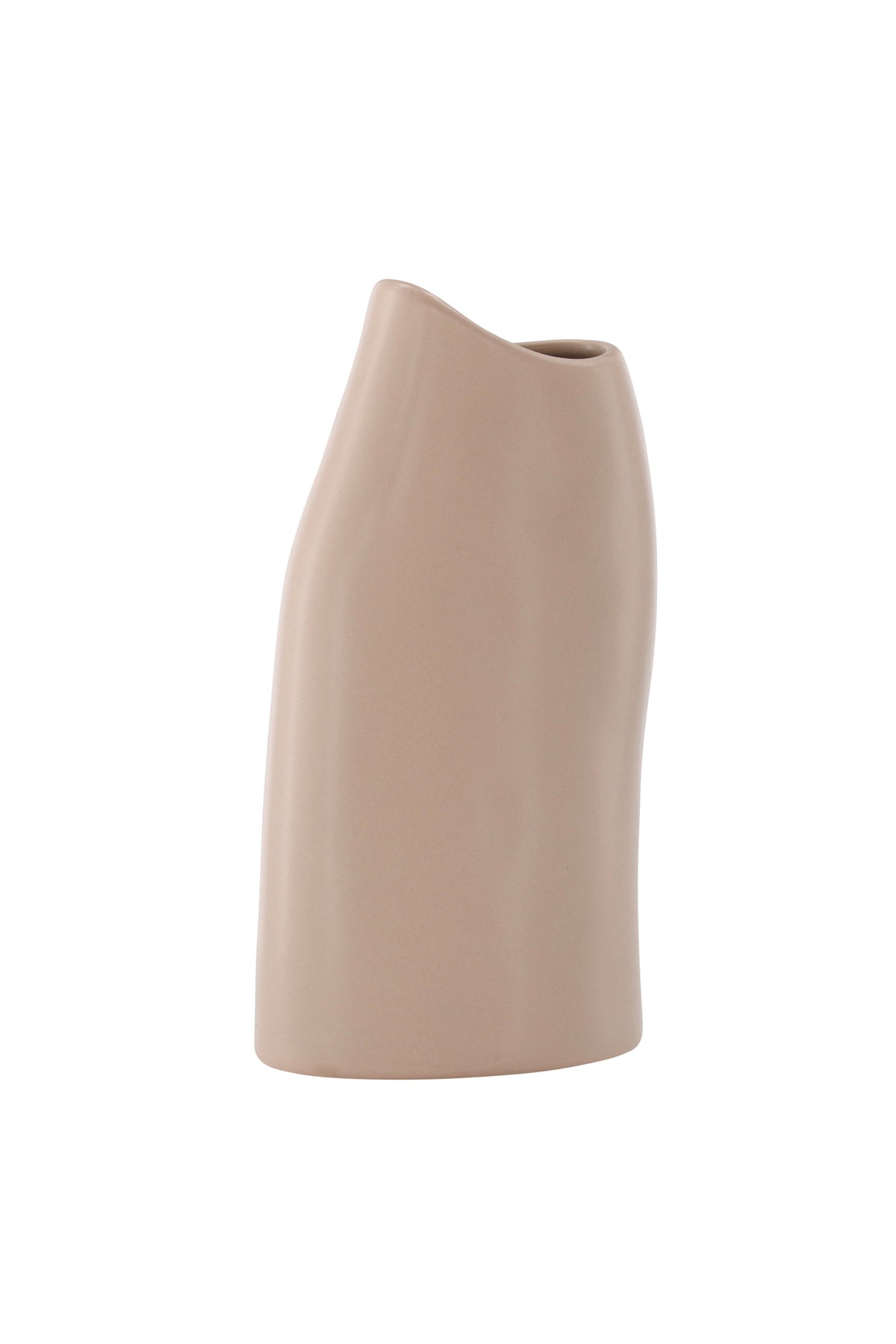Beige Steinzeug-Vase Ernst mit schwarzen Punkten und glasierter Oberfläche, schlanke Form, Höhe 23 cm.
