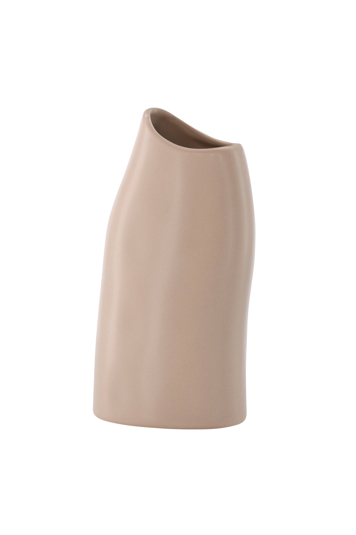 Beige Steinzeug-Vase Ernst mit schwarzen Punkten und glasierter Oberfläche, schlanke Form, Höhe 23 cm.