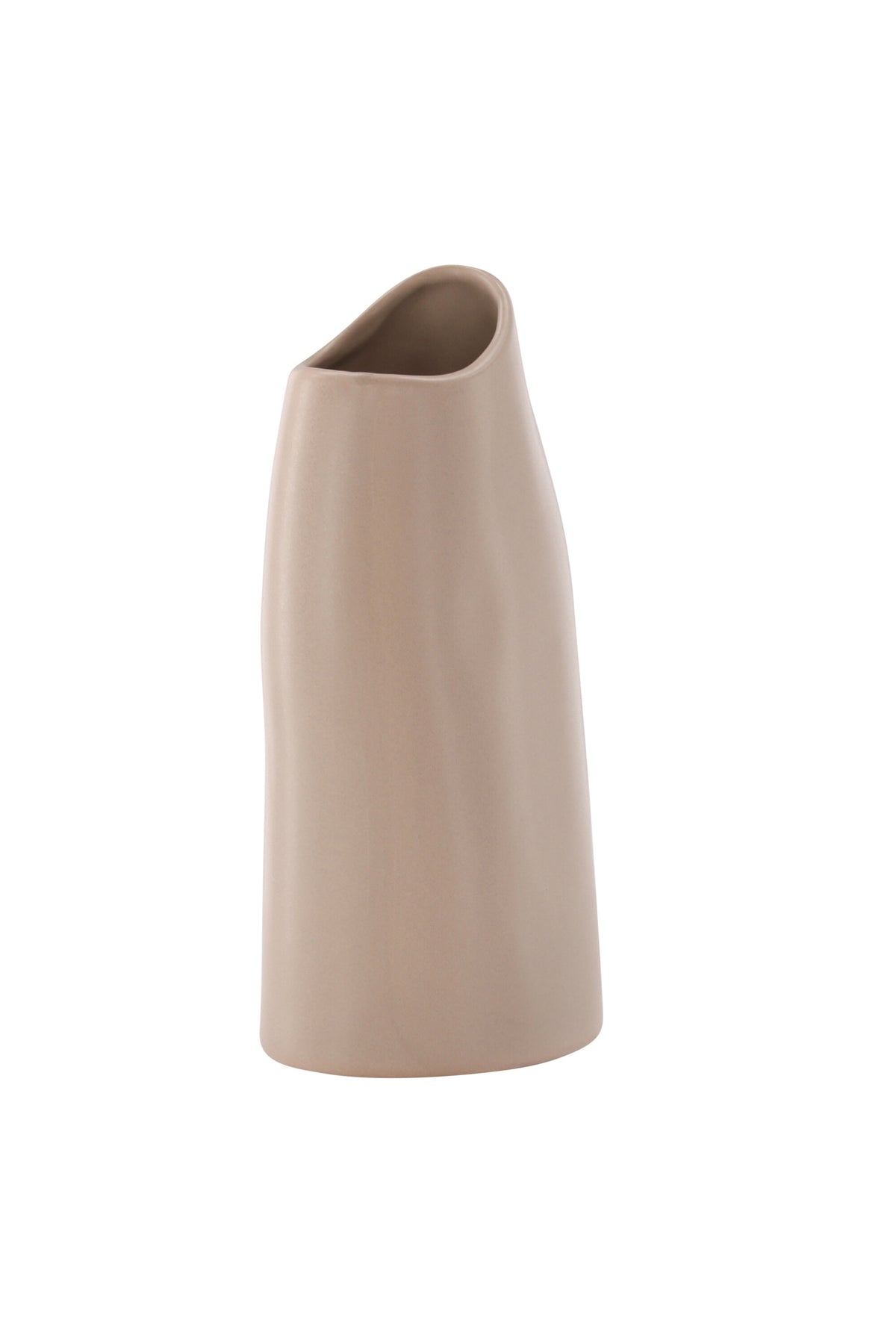 Beige Steinzeug-Vase Ernst mit schwarzen Punkten und glasierter Oberfläche, schlanke Form, Höhe 23 cm.