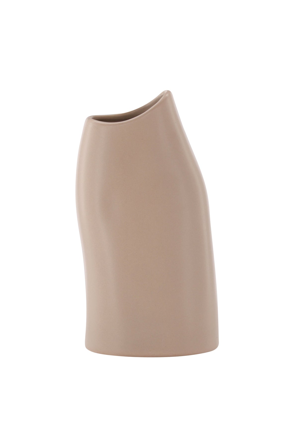 Beige Steinzeug-Vase Ernst mit schwarzen Punkten und glasierter Oberfläche, schlanke Form, Höhe 23 cm.