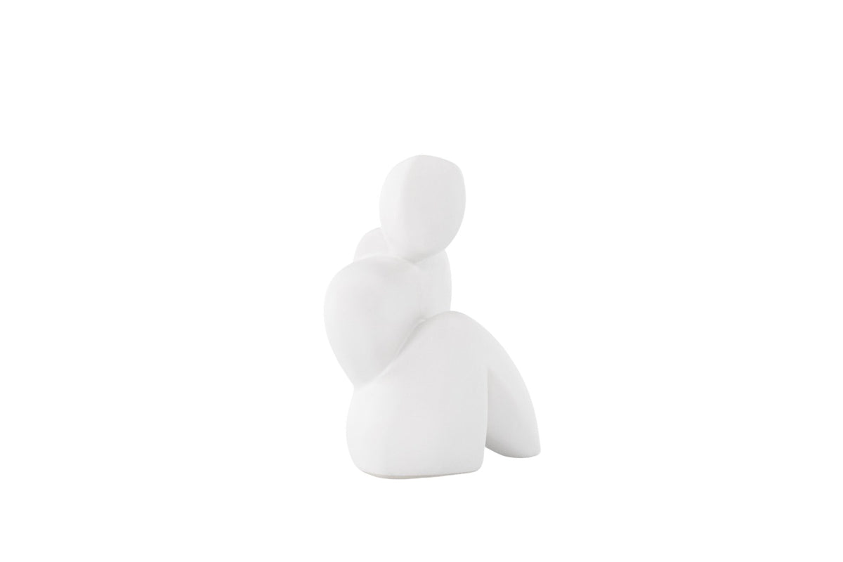 Weisse Skulptur Floda aus Steinzeug von Venture Home, schlichte, figürliche Form, ca. 14 cm hoch, als Deko oder Buchstütze nutzbar.