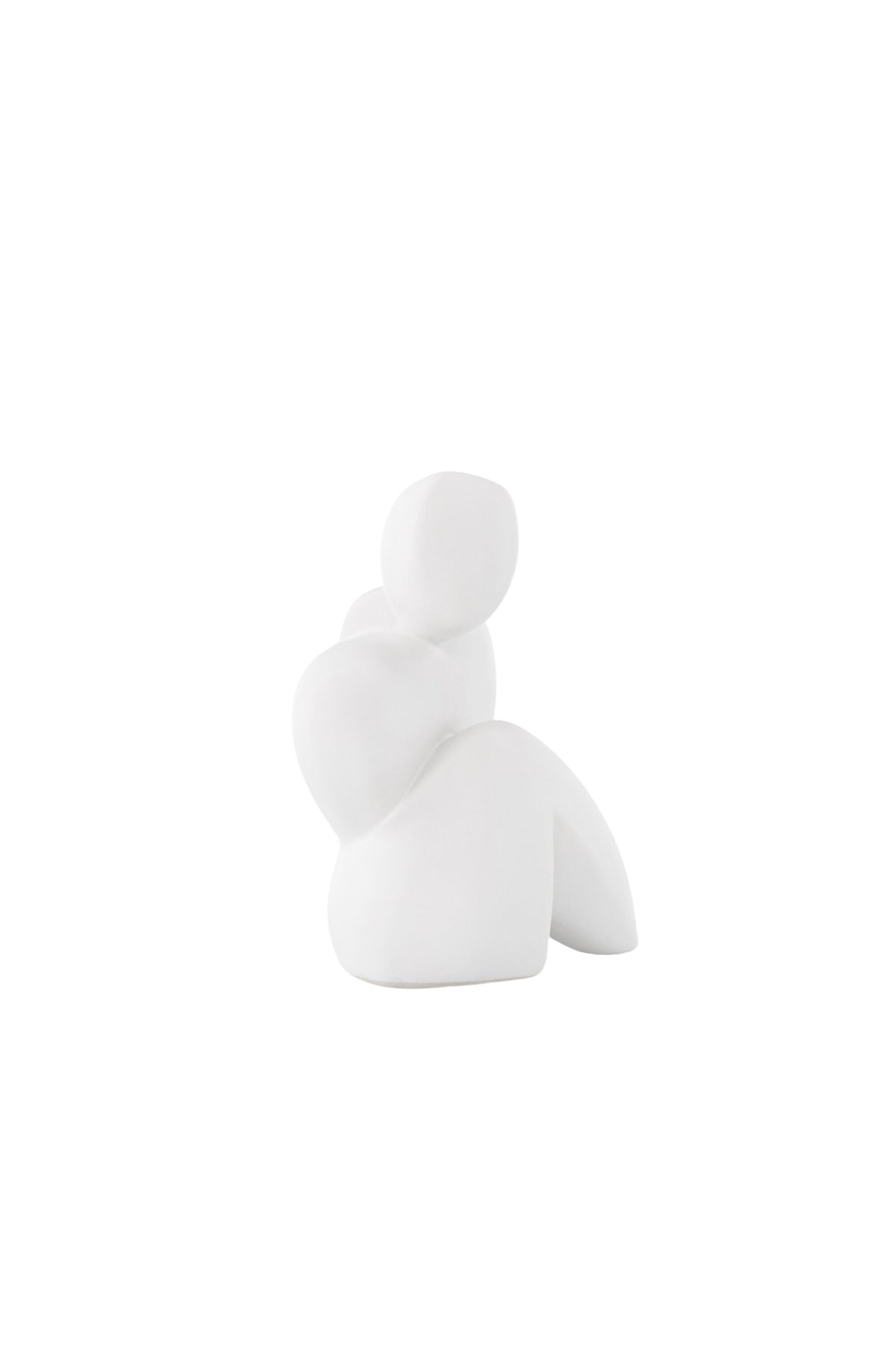 Weisse Skulptur Floda aus Steinzeug von Venture Home, schlichte, figürliche Form, ca. 14 cm hoch, als Deko oder Buchstütze nutzbar.