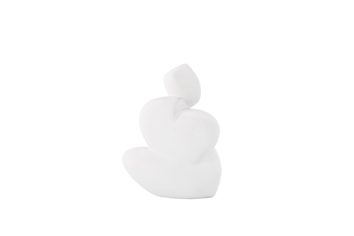 Weisse Skulptur Floda aus Steinzeug von Venture Home, schlichte, figürliche Form, ca. 14 cm hoch, als Deko oder Buchstütze nutzbar.