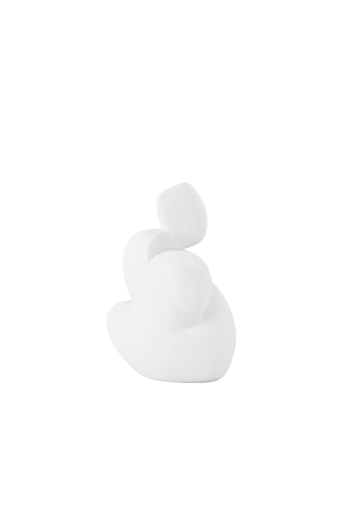 Weisse Skulptur Floda aus Steinzeug von Venture Home, schlichte, figürliche Form, ca. 14 cm hoch, als Deko oder Buchstütze nutzbar.