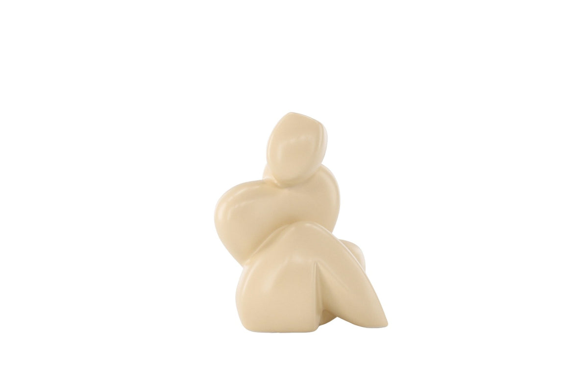 Weisse Skulptur Floda aus Steinzeug von Venture Home, schlichte, figürliche Form, ca. 14 cm hoch, als Deko oder Buchstütze nutzbar.