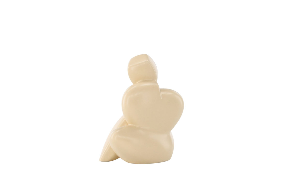 Weisse Skulptur Floda aus Steinzeug von Venture Home, schlichte, figürliche Form, ca. 14 cm hoch, als Deko oder Buchstütze nutzbar.
