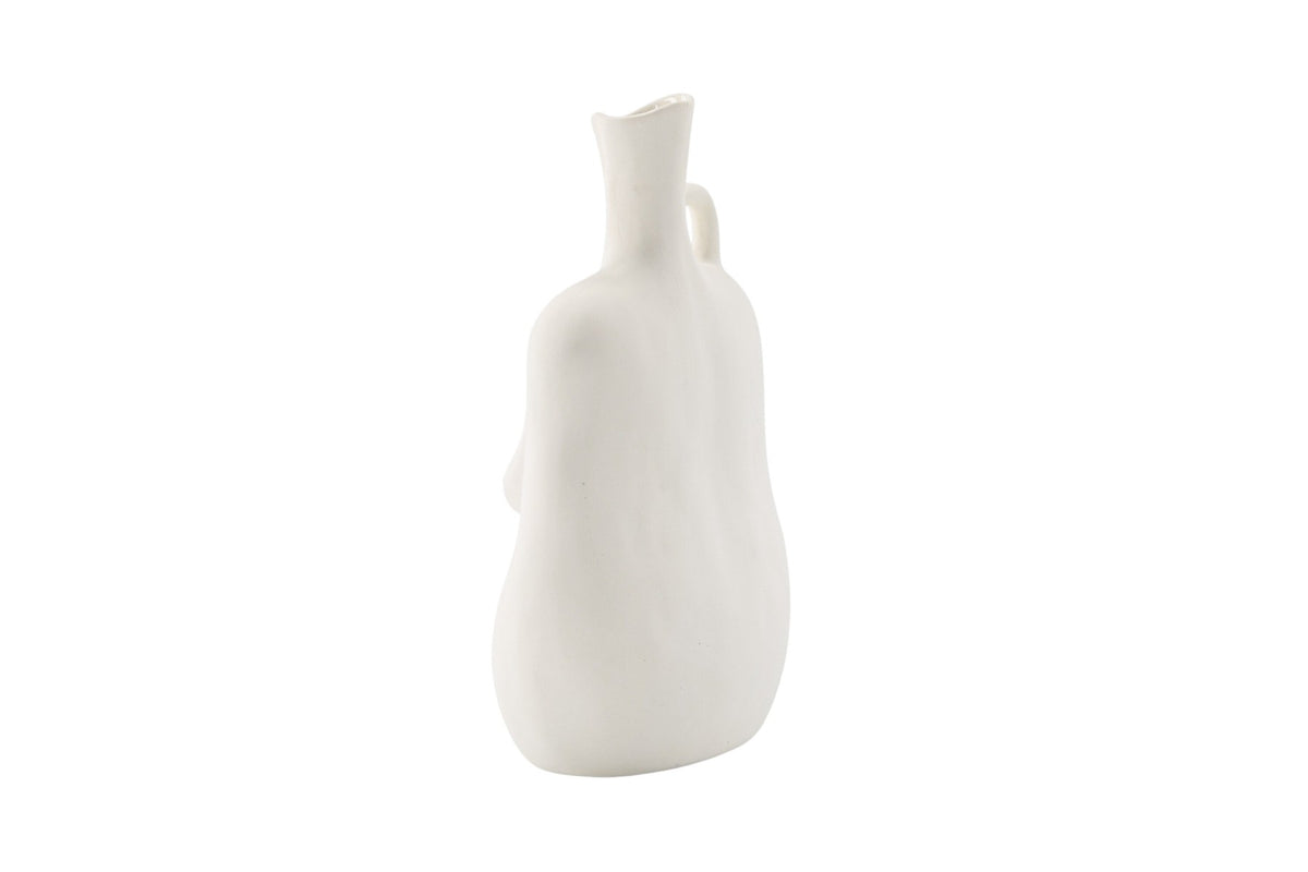 Conta Vase von Venture Home aus Steinzeug in Cremefarben, schlanke Form mit schmaler Öffnung, Höhe 25 cm, Off-White.