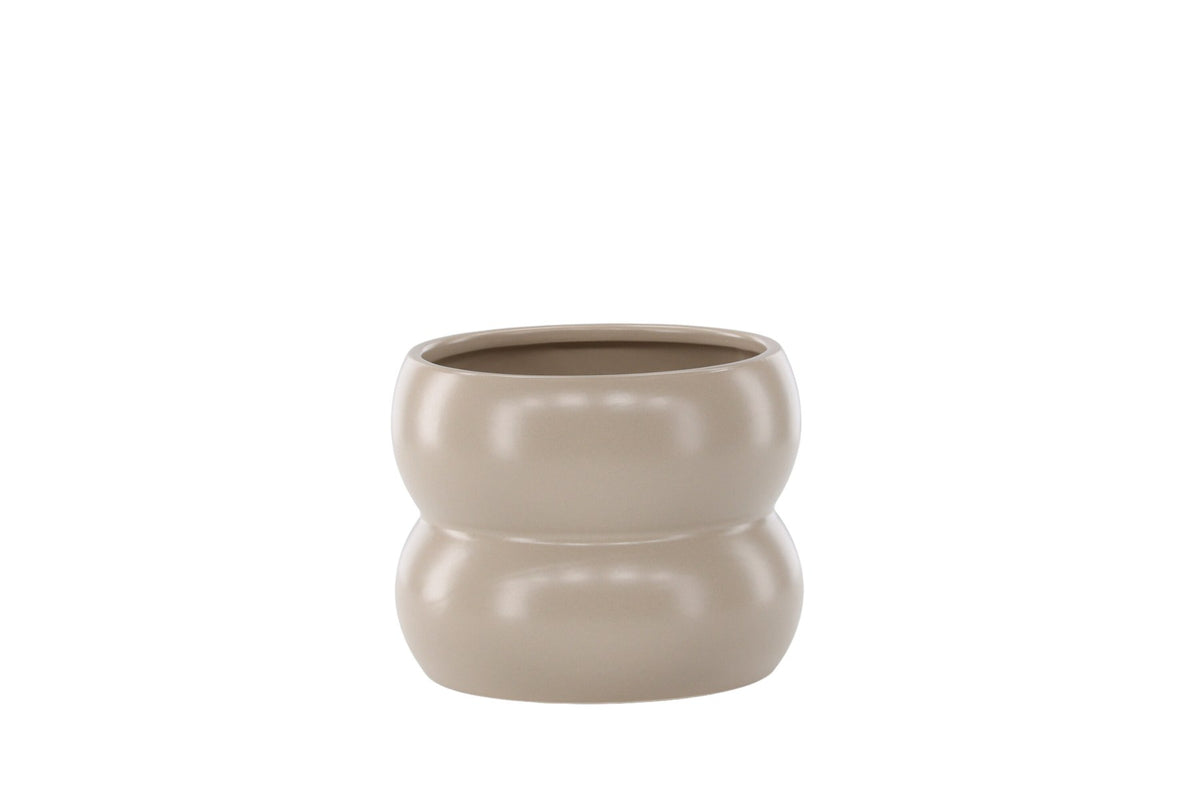 Dapne Vase von Venture Home aus Steinzeug in Schwarz-Weiss, rundliche Form mit einem Durchmesser von 16 cm und einer Höhe von 13 cm.