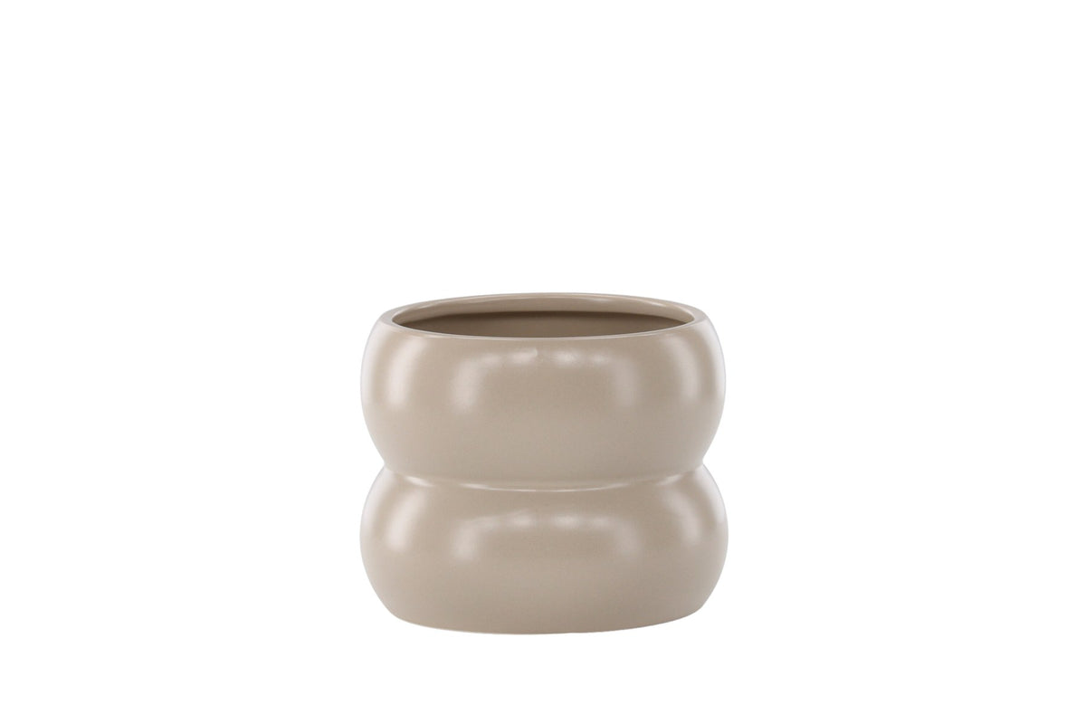 Dapne Vase von Venture Home aus Steinzeug in Schwarz-Weiss, rundliche Form mit einem Durchmesser von 16 cm und einer Höhe von 13 cm.