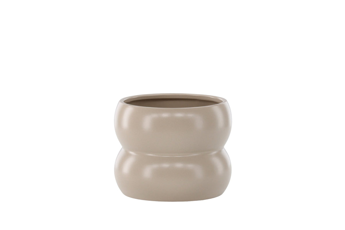 Dapne Vase von Venture Home aus Steinzeug in Schwarz-Weiss, rundliche Form mit einem Durchmesser von 16 cm und einer Höhe von 13 cm.