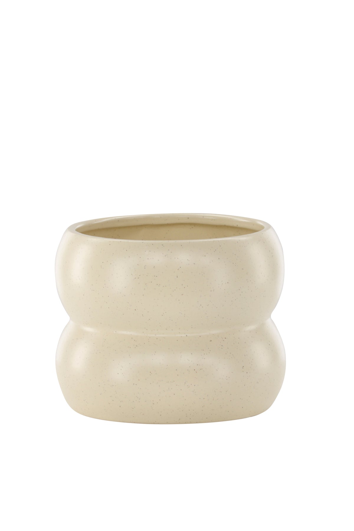 Dapne Vase von Venture Home aus Steinzeug in Schwarz-Weiss, rundliche Form mit einem Durchmesser von 16 cm und einer Höhe von 13 cm.