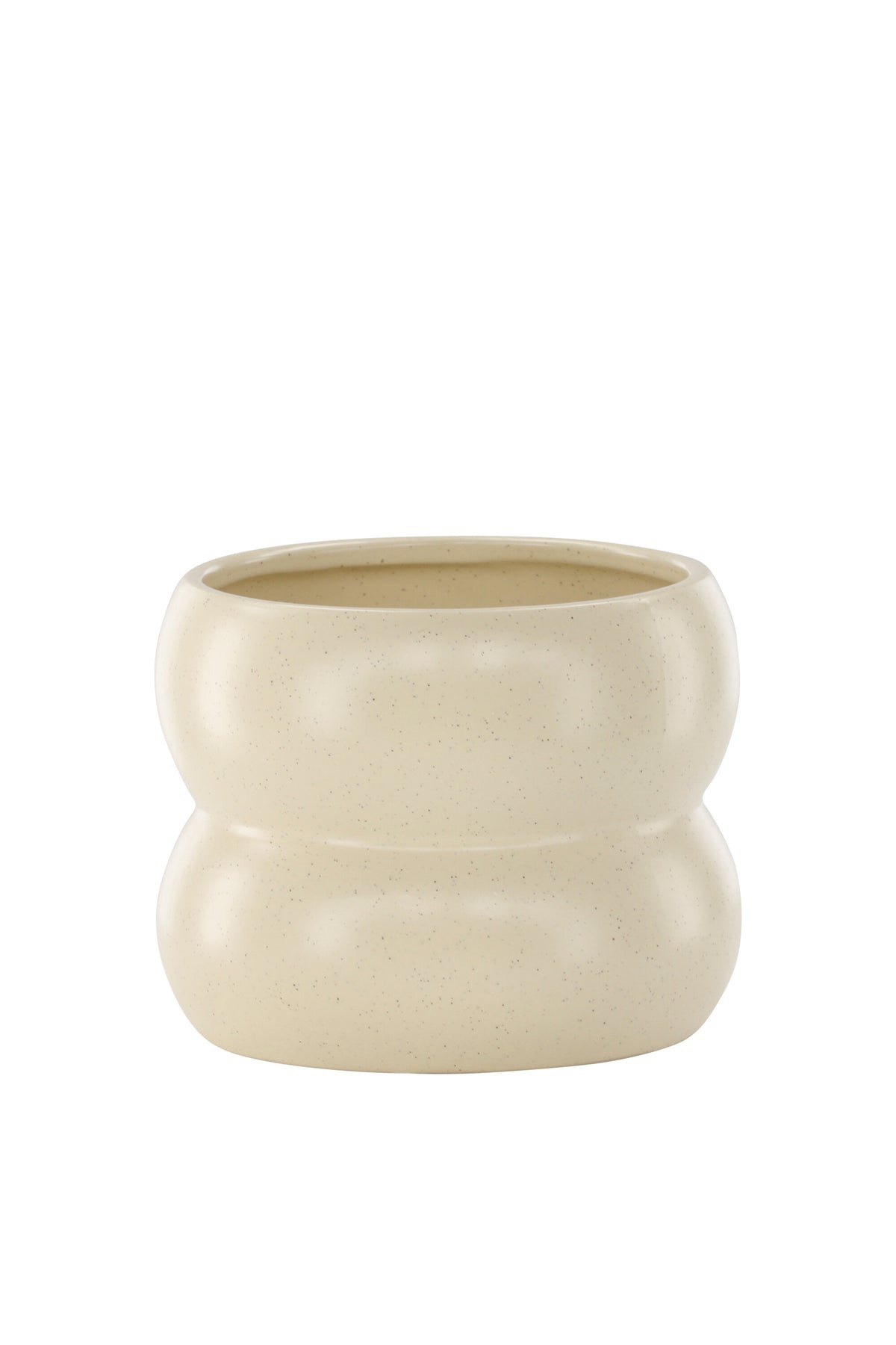 Dapne Vase von Venture Home aus Steinzeug in Schwarz-Weiss, rundliche Form mit einem Durchmesser von 16 cm und einer Höhe von 13 cm.