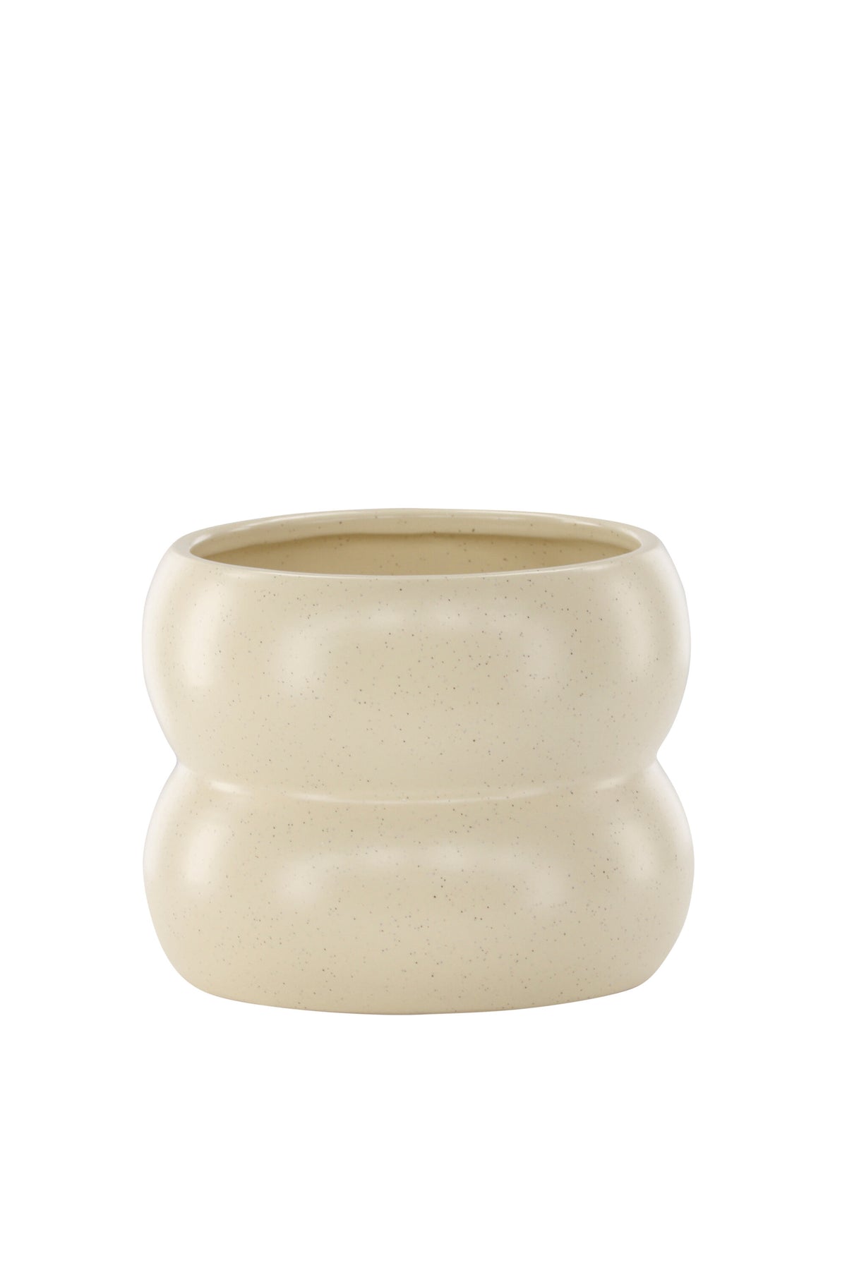 Dapne Vase von Venture Home aus Steinzeug in Schwarz-Weiss, rundliche Form mit einem Durchmesser von 16 cm und einer Höhe von 13 cm.