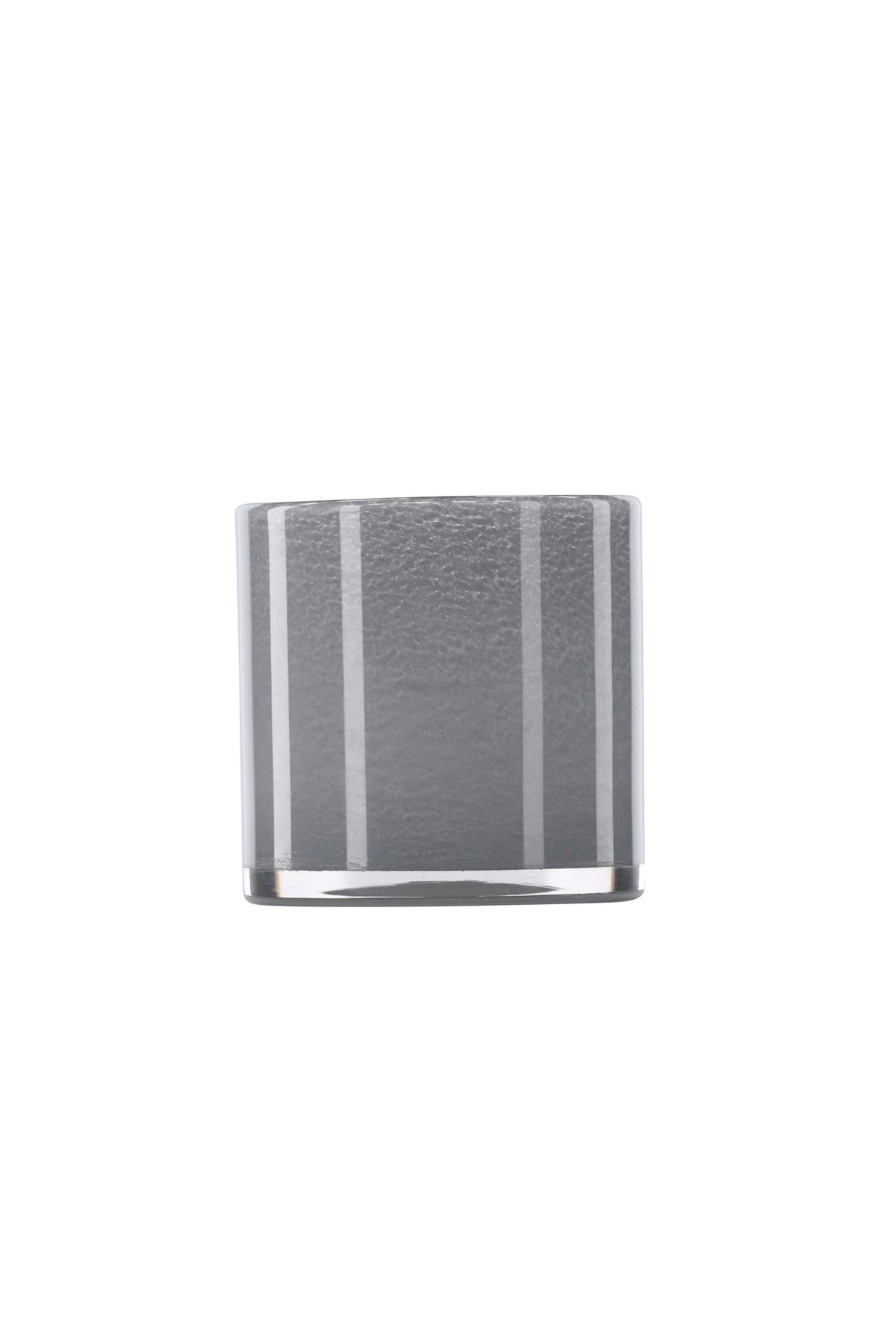 Weisser runder Teelichthalter Glora aus Glas, Durchmesser 8 cm, Höhe 8 cm, schlichte, transparente Oberfläche mit dünner Wandstärke.