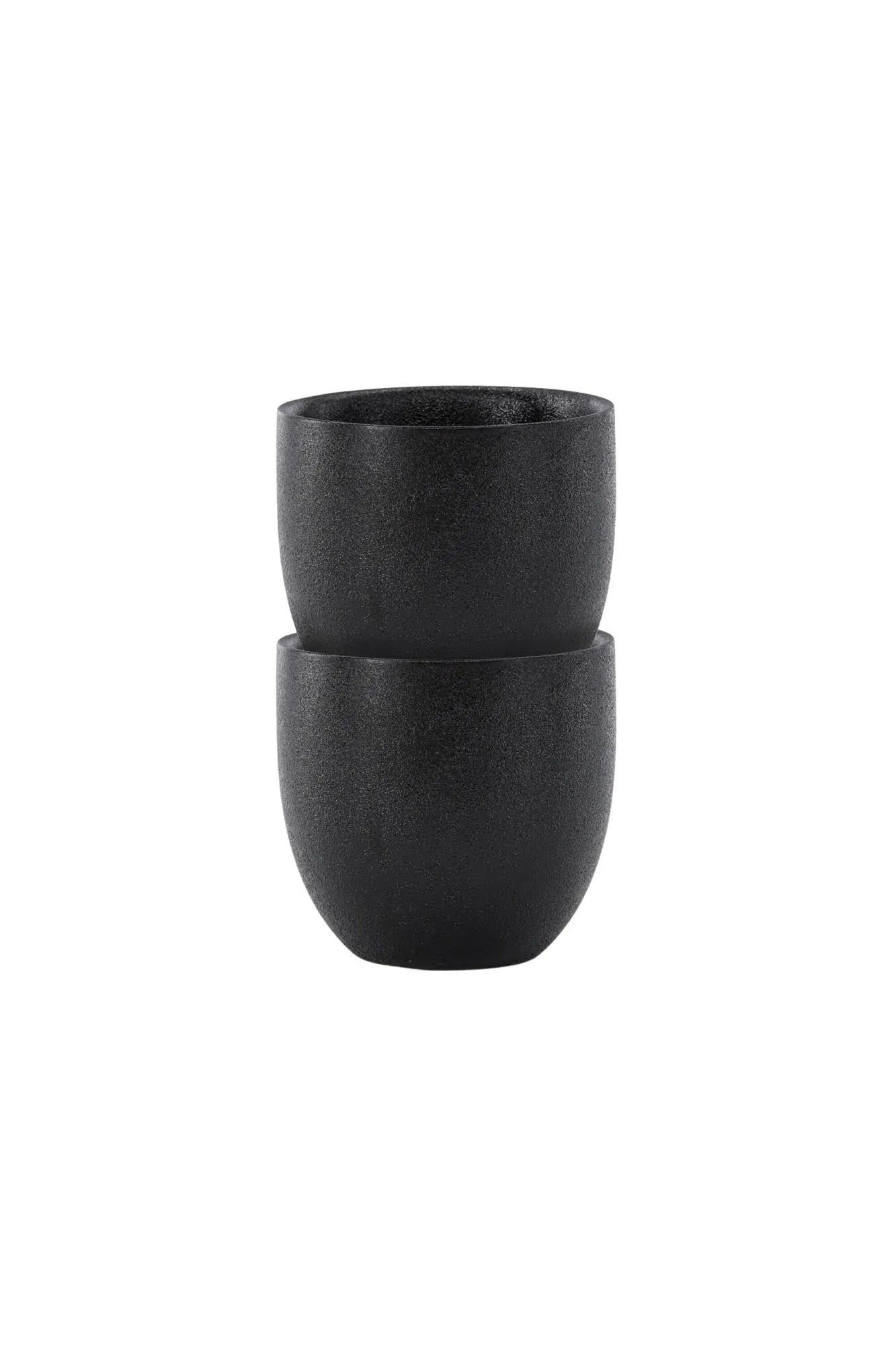 Wabi Sabi Kaffeetasse: Elegante, schwarze Porzellantasse (8 cm) im 2er-Set. Perfekt für stilvolle Kaffee- und Espresso-Momente.