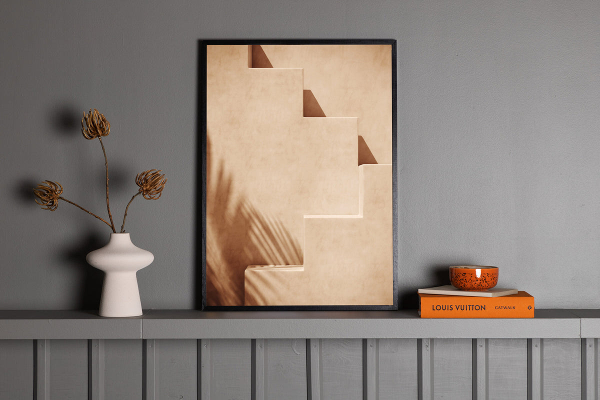 Stairs Poster in Beige präsentiert im Onlineshop von KAQTU Design AG. Bild ist von Venture Home