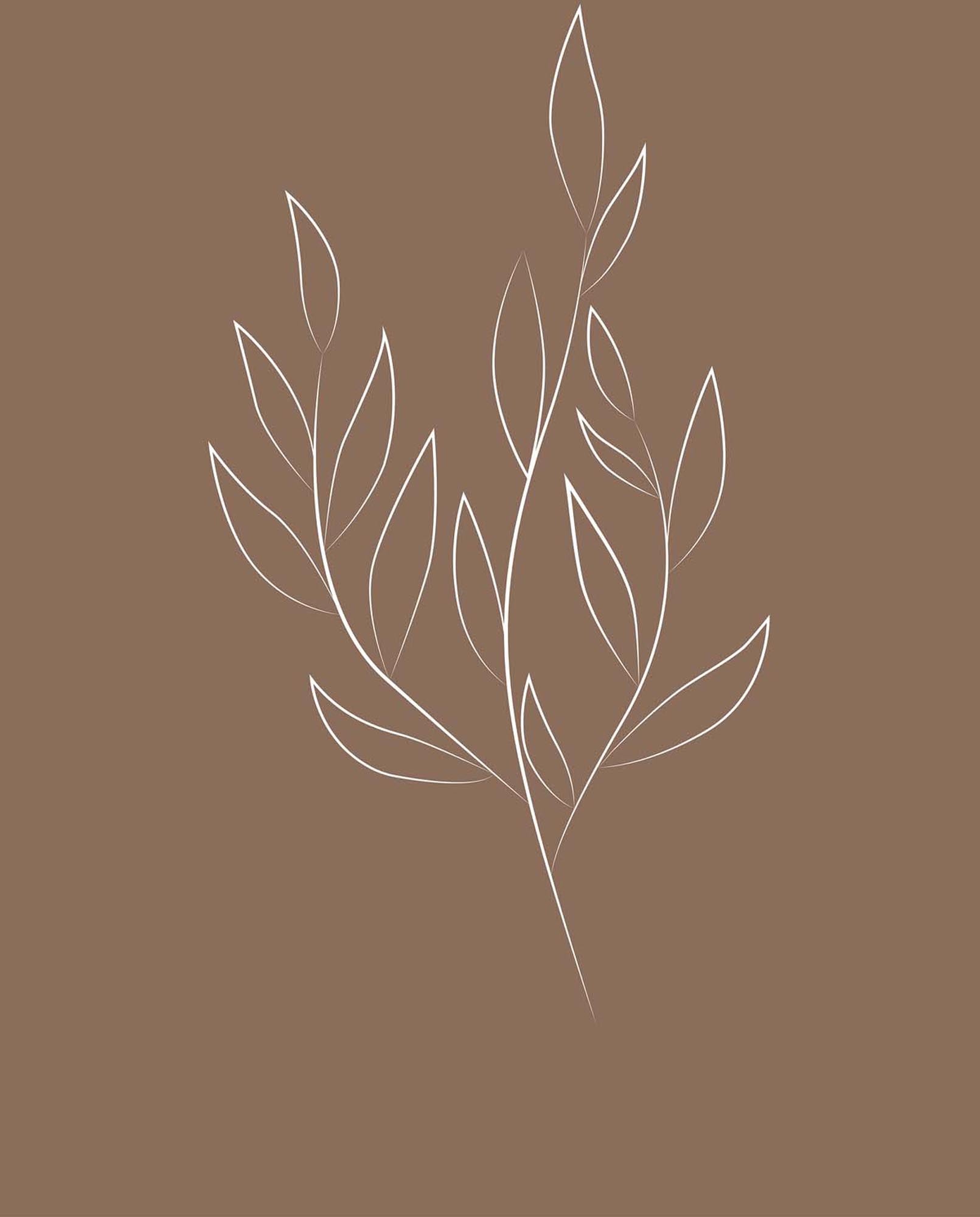 Drawed Leaf Poster: Natur inspiriert, erdige Töne, stilvolles Blattmotiv, langlebig, vielseitig, zeitlose Eleganz.