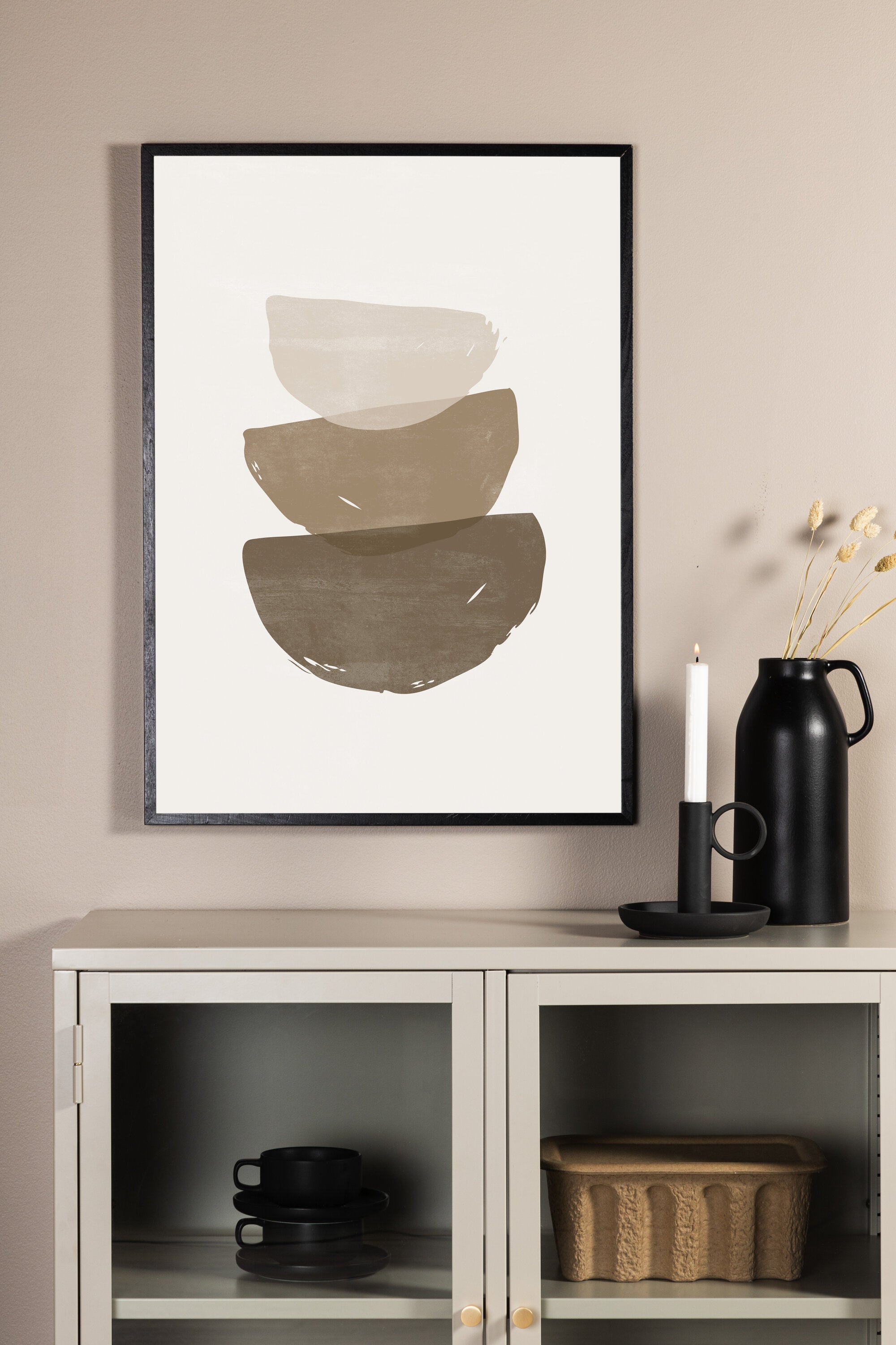 Brush Strokes Poster in Beige präsentiert im Onlineshop von KAQTU Design AG. Bild ist von Venture Home
