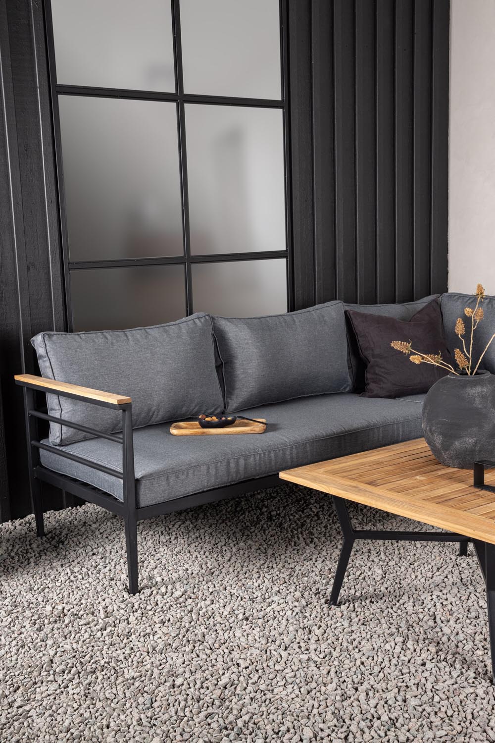 Mexiko Ecksofa Outdoorset 80cm in Schwarz präsentiert im Onlineshop von KAQTU Design AG. Loungeset ist von Venture Home