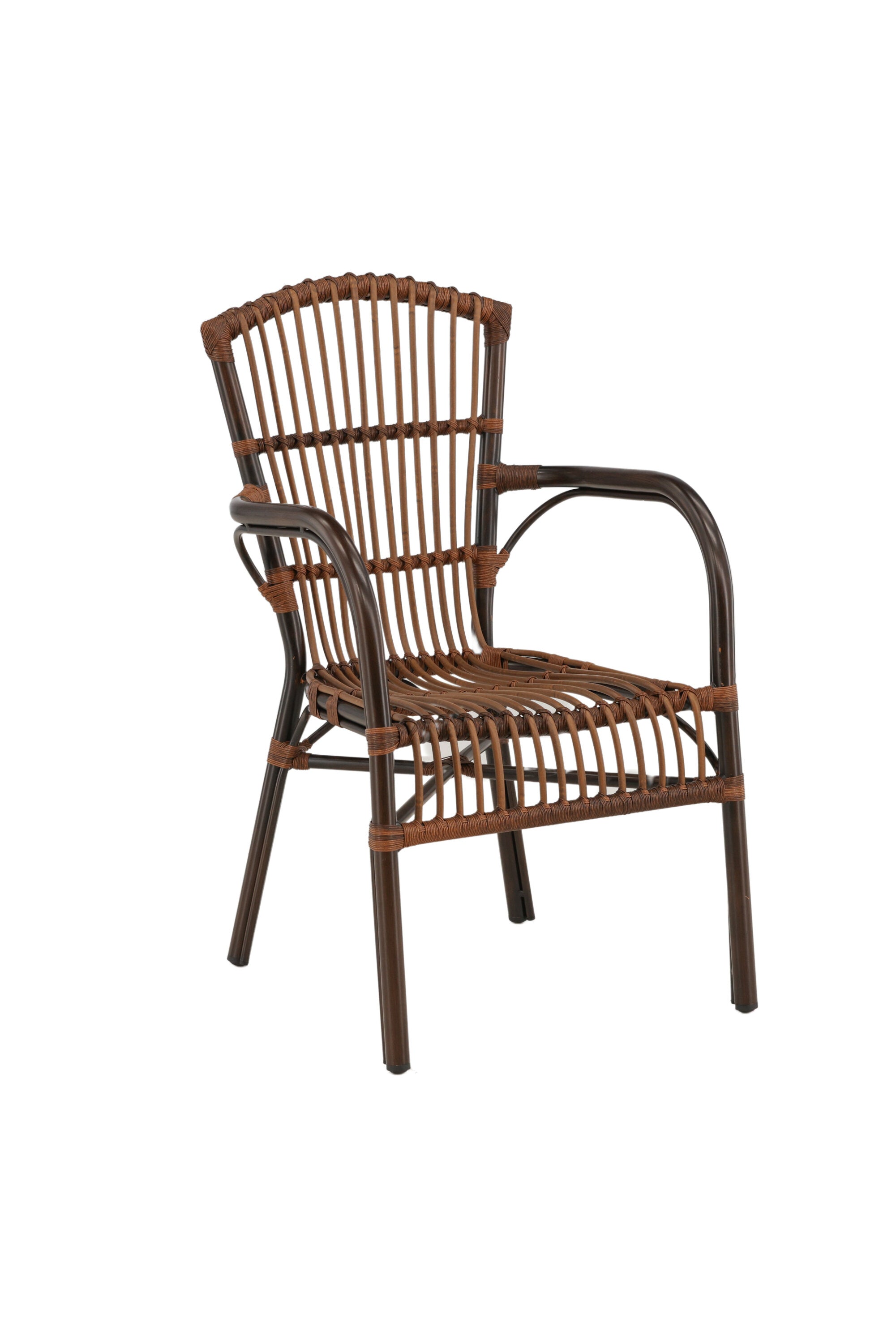 Galera Stuhl in Braun präsentiert im Onlineshop von KAQTU Design AG. Gartenstuhl mit Armlehnen ist von Venture Home