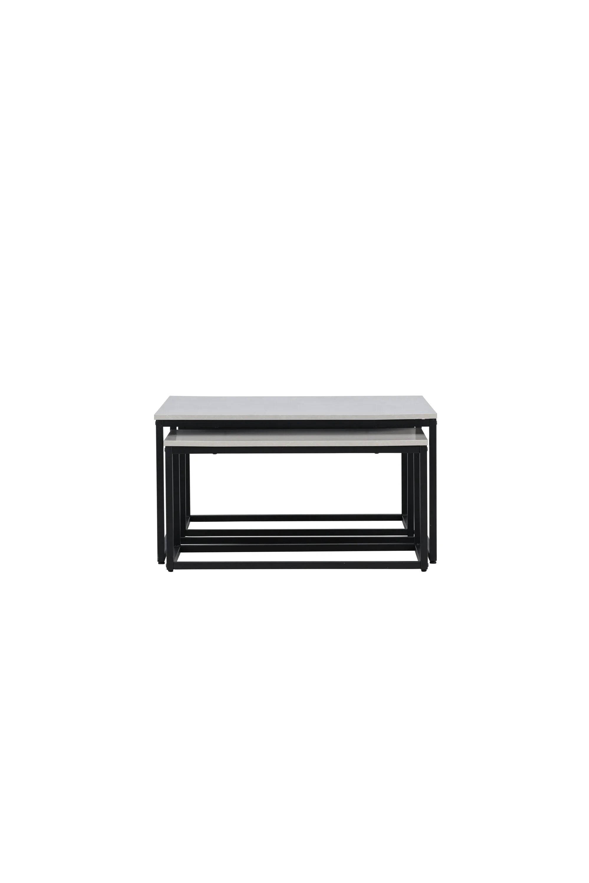 Eleganter Solna Sofatisch: skandinavisches Design, graues MDF, schwarzer Stahl, flexibel mit 2 kleineren Tischen.