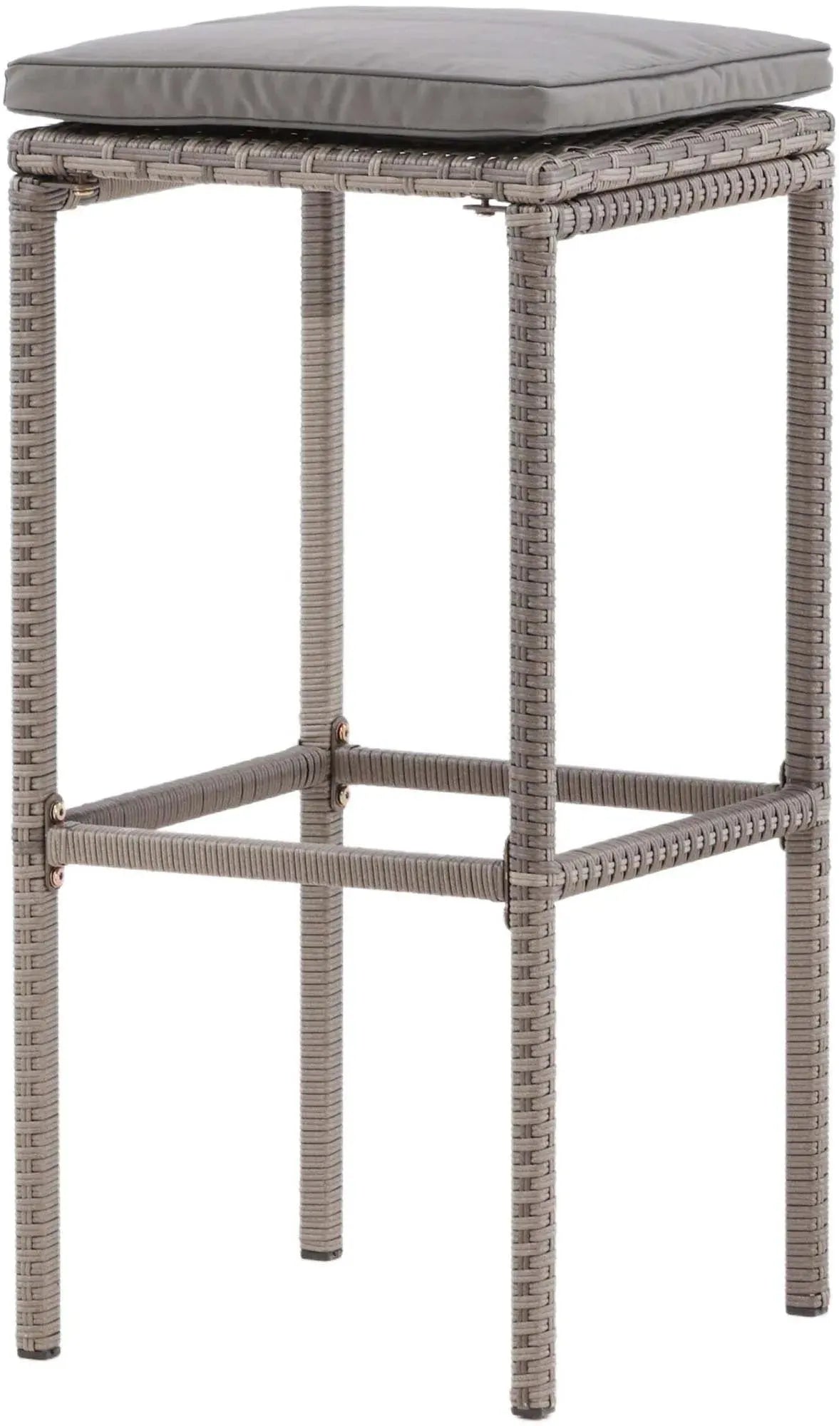 Eleganter Barstuhl aus Aluminium und Rattan, ideal für gesellige Abende im Freien.