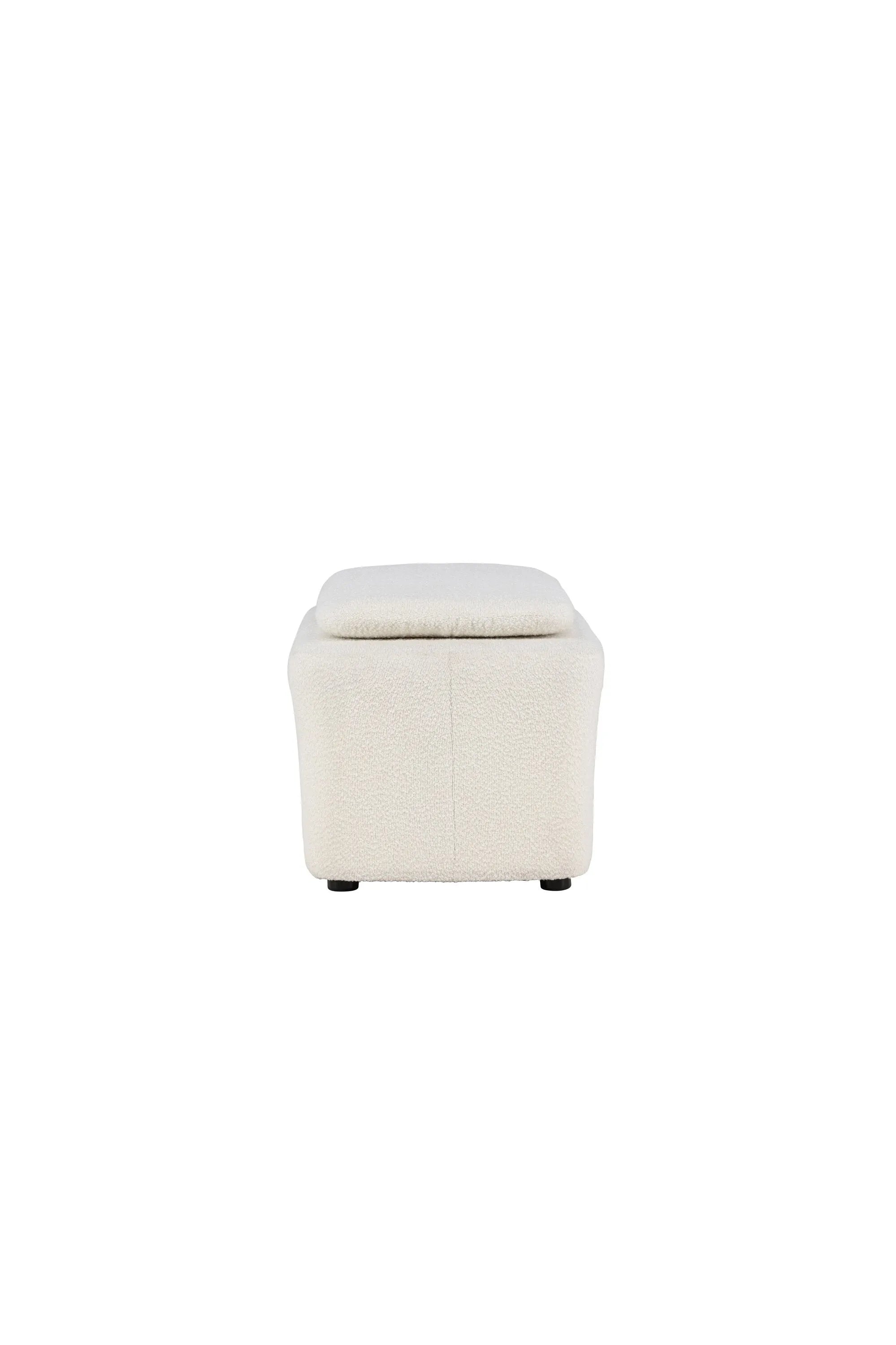 Laurel Ottoman: Eleganter Bouclé-Hocker für modernes Wohndesign.