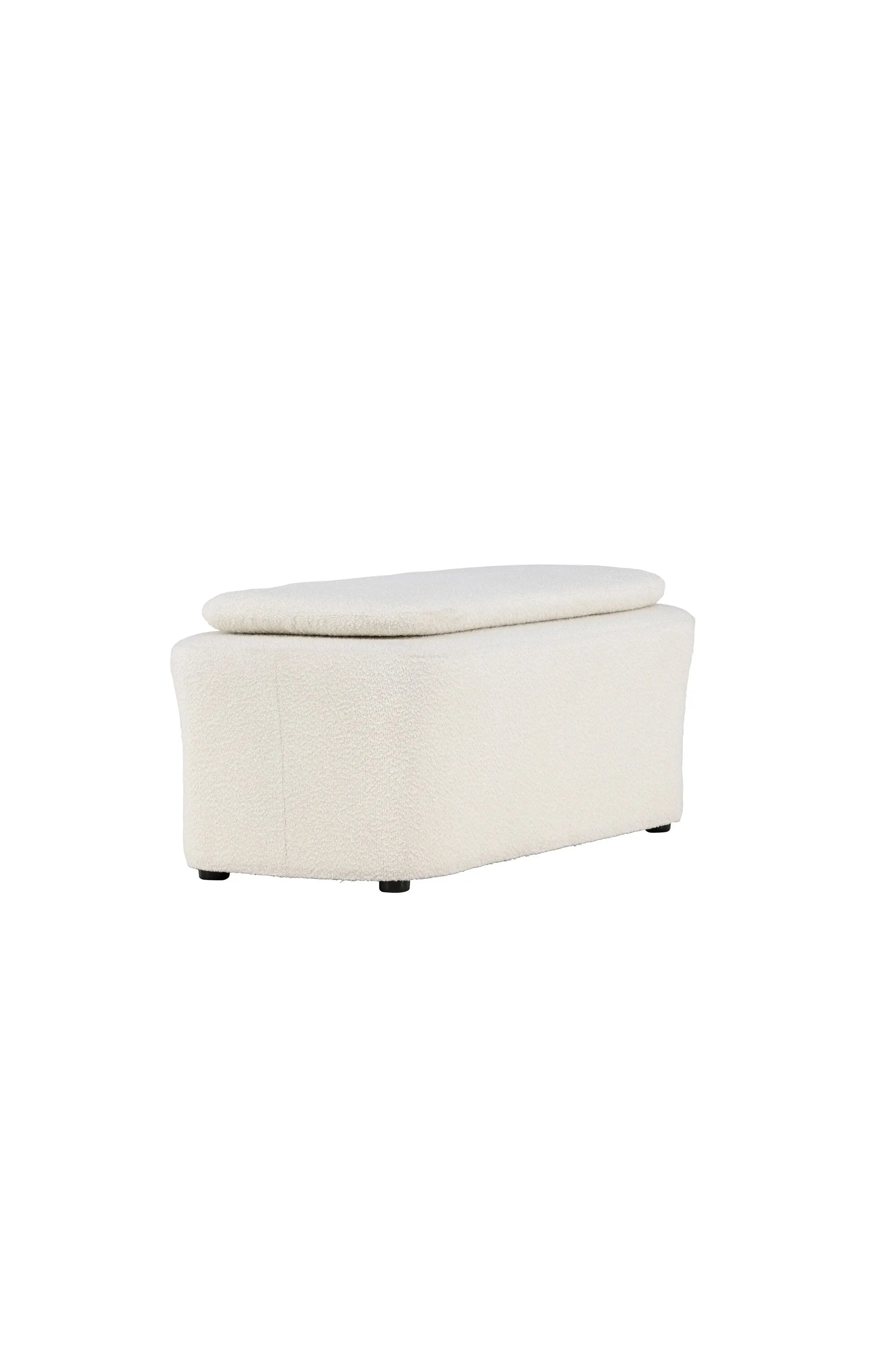 Laurel Ottoman: Luxuriöser Bouclé-Hocker für stilvolle Räume.