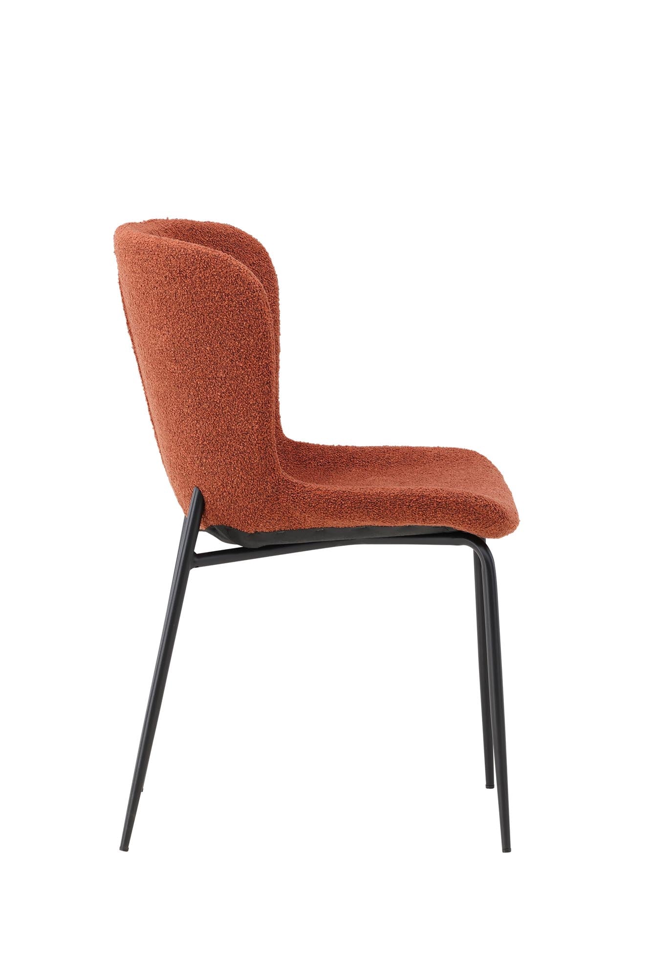 Entdecken Sie den Modesto Esszimmerstuhl von Venture Home – stilvoller Komfort in elegantem Bouclé und stabilen schwarzen Beinen, ideal für Ihr Esszimmer.