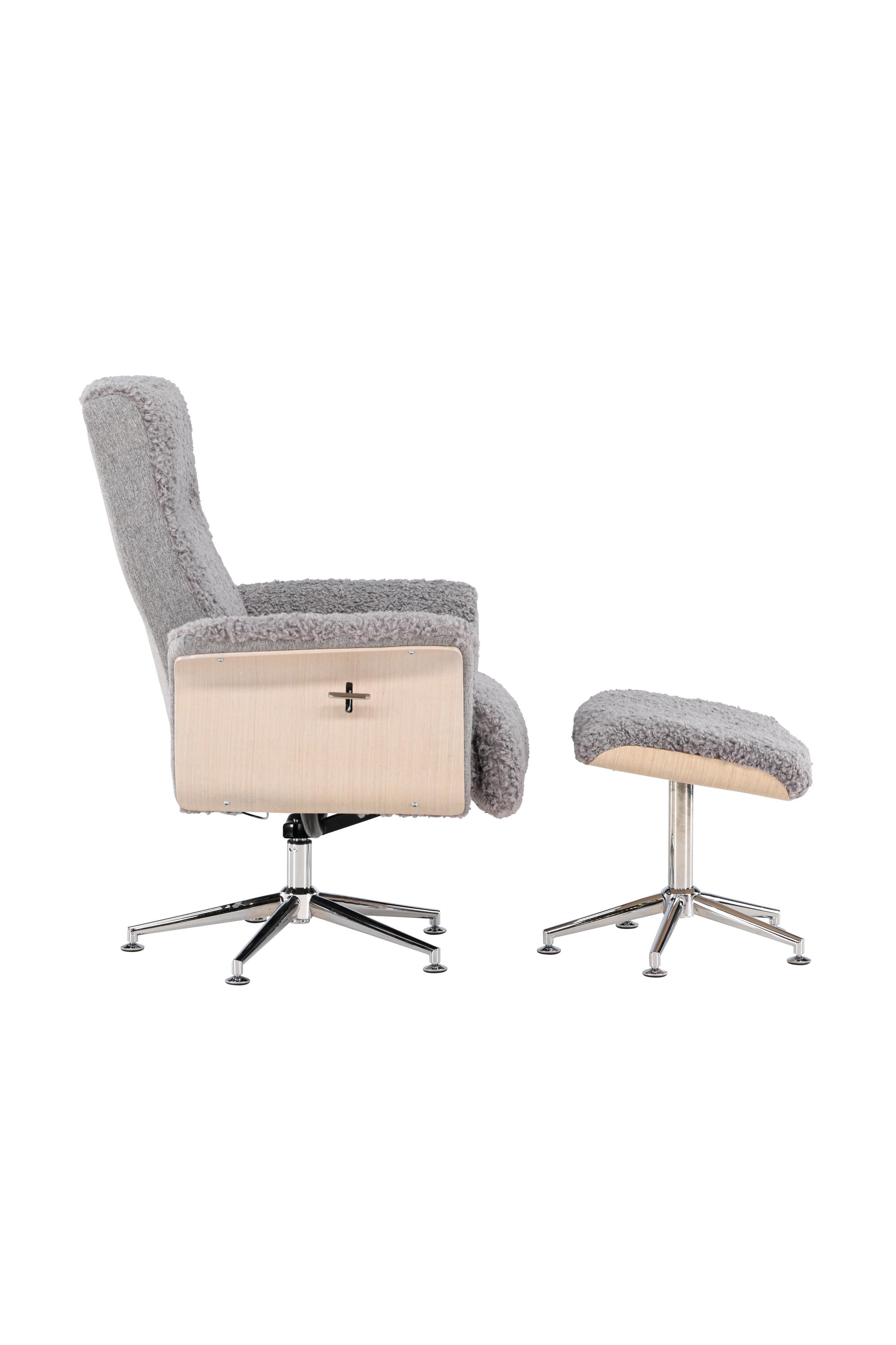 Hagön Lounge Stuhl: Stilvoller Komfort mit verstellbarer Lehne und Fusshocker, perfekt für modernes Wohnen.