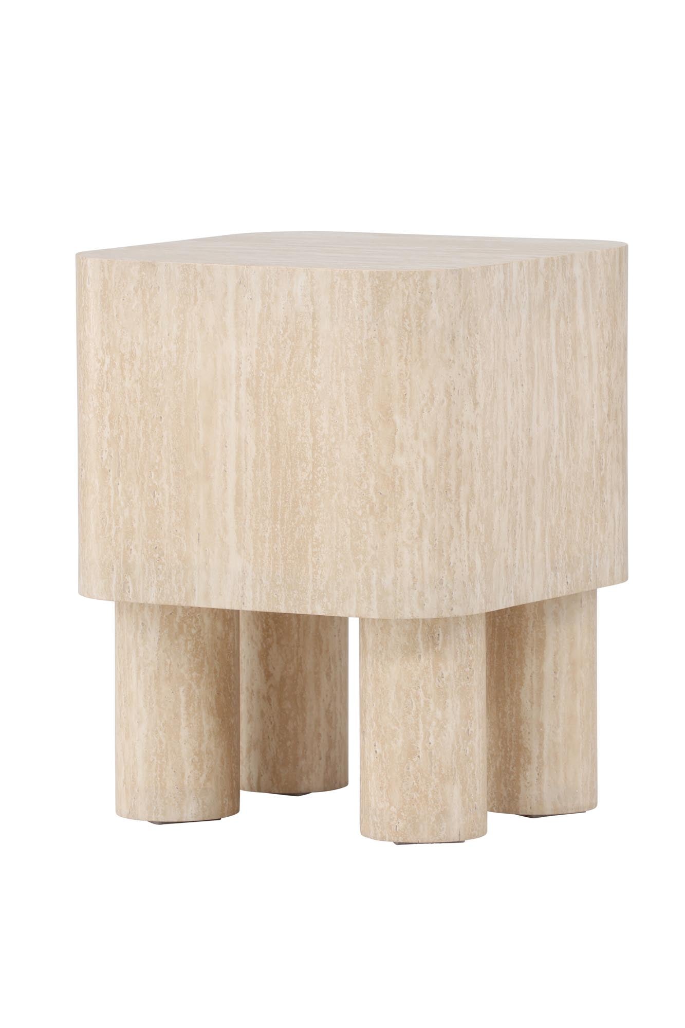 Eleganter Klirou Beistelltisch 40x40 von Venture Home, perfekt für jeden Raum. Robuste MDF-Oberfläche in sanftem Beigeton, vielseitig und funktional.