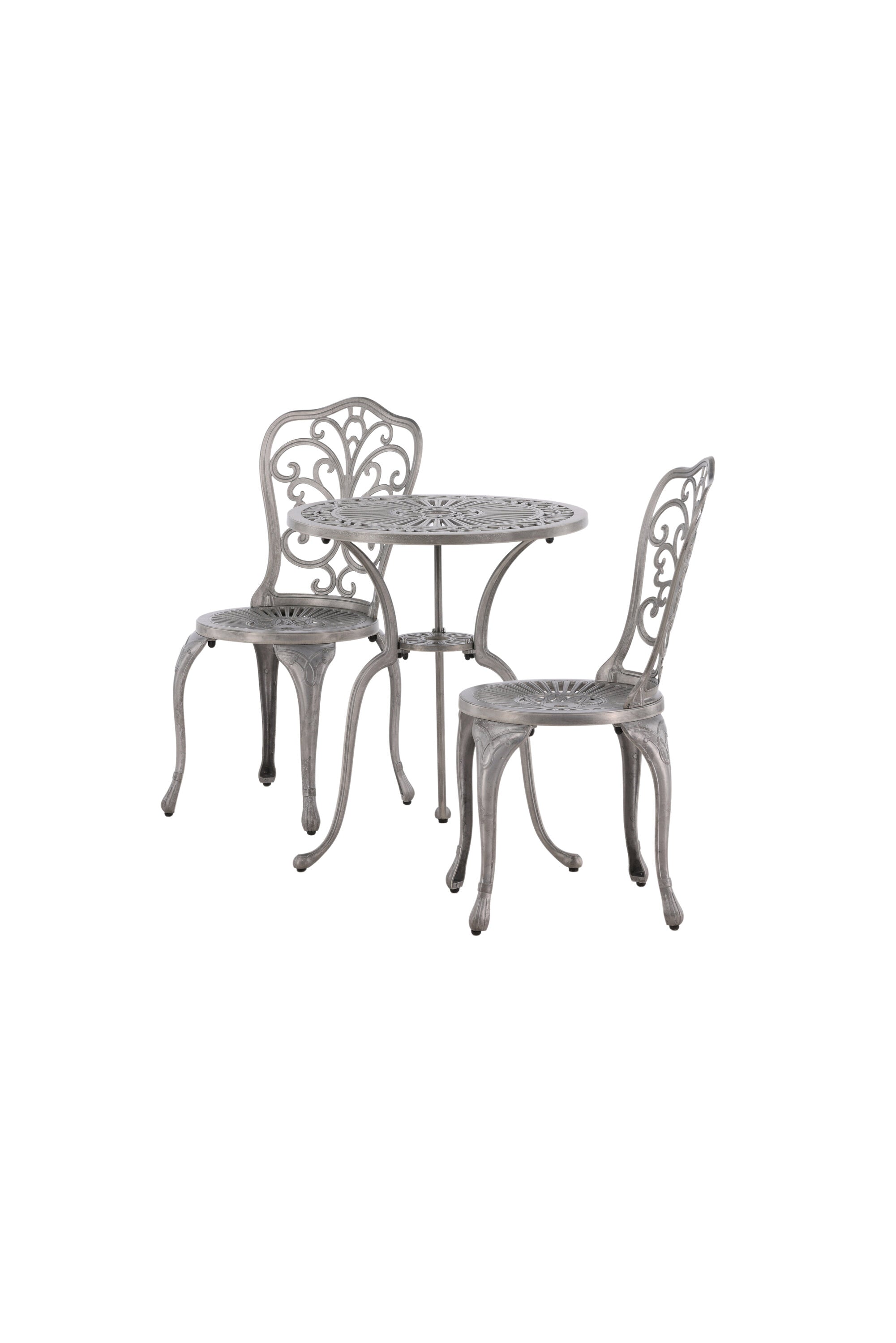 Nandin Café Outdoorset ⌀60cm/2St. in Silber präsentiert im Onlineshop von KAQTU Design AG. Gartentischset ist von Venture Home