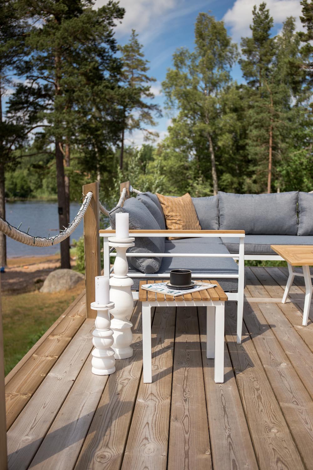Mexiko Ecksofa Outdoorset 80cm in Weiss präsentiert im Onlineshop von KAQTU Design AG. Loungeset ist von Venture Home