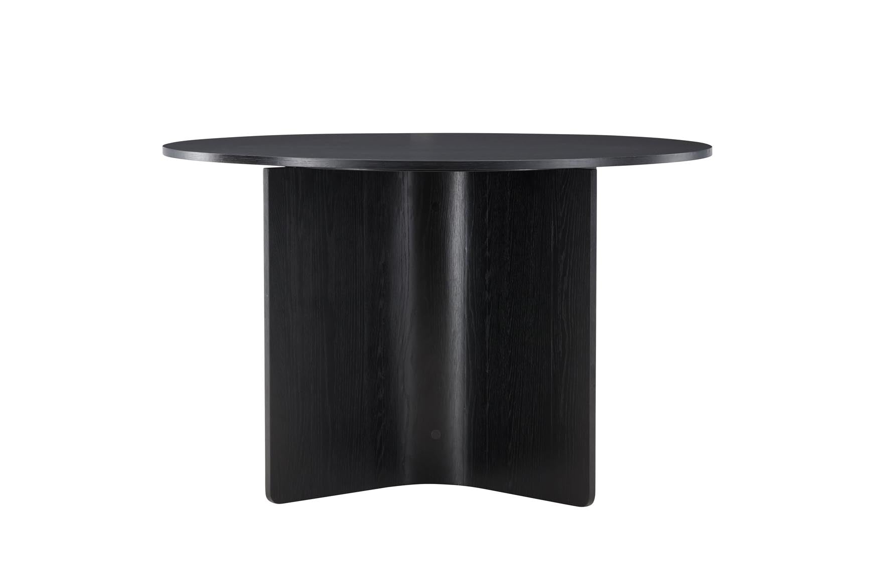 Entdecken Sie den Tyresö Esstisch ø120 von Vind: ein eleganter, runder Tisch aus hochwertigem MDF, ideal für gesellige Abende und pflegeleicht.
