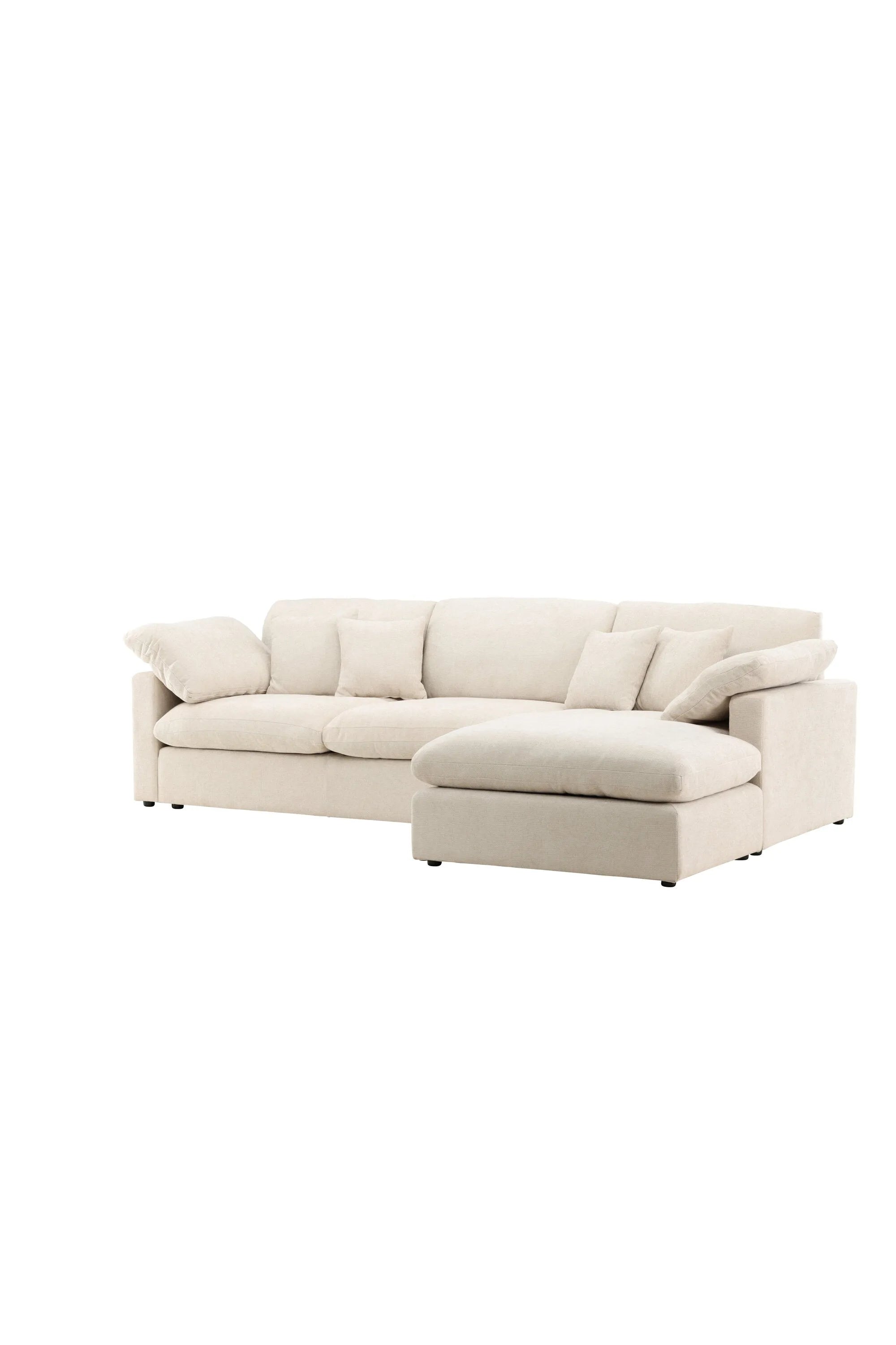 Elegantes Amalfi Ecksofa: Modernes Design, langlebiges Eukalyptus-Holz, pflegeleichter Bezug, hoher Komfort.