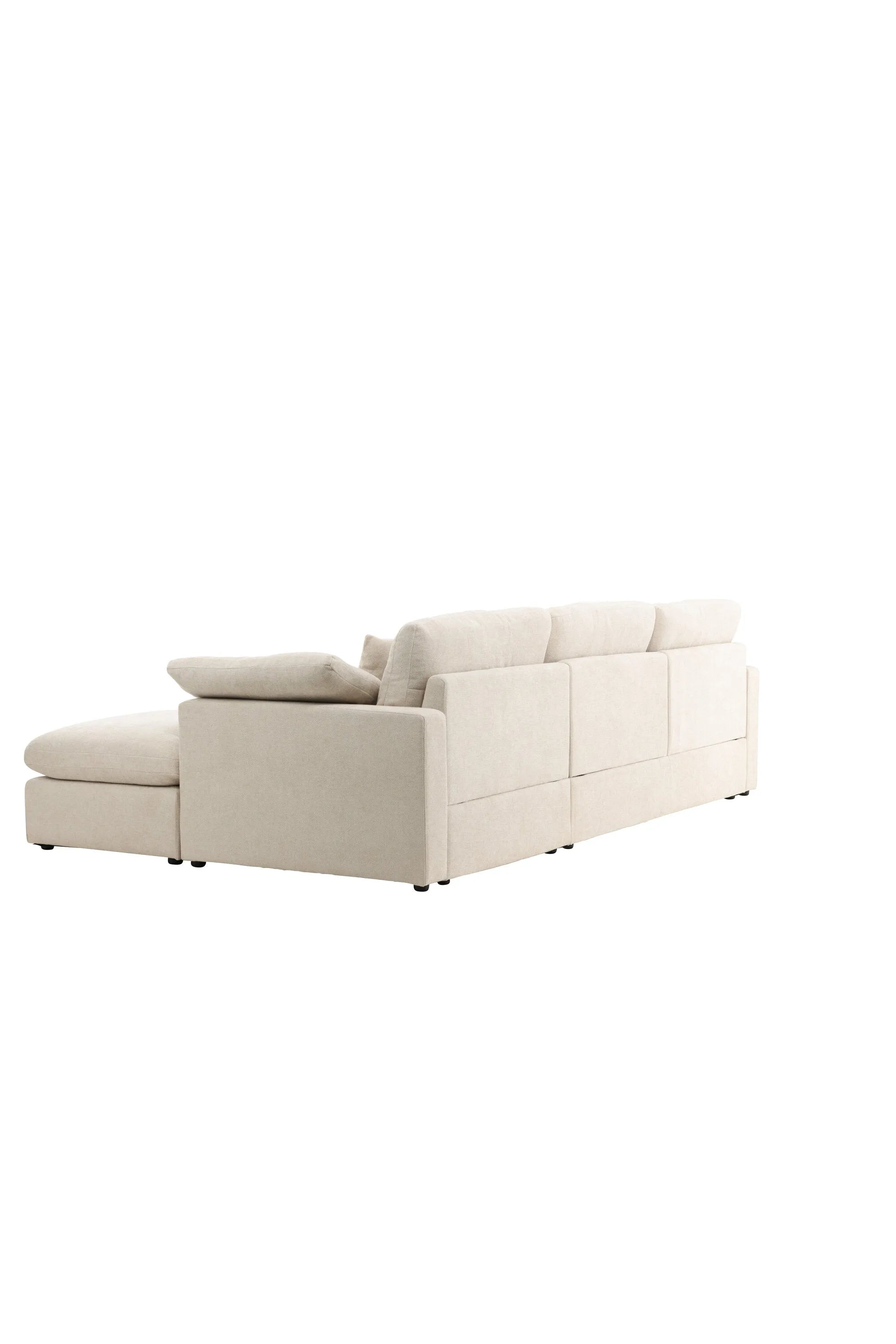 Elegantes Amalfi Ecksofa: Modernes Design, langlebiges Eukalyptus-Holz, pflegeleichter Bezug, hoher Komfort.