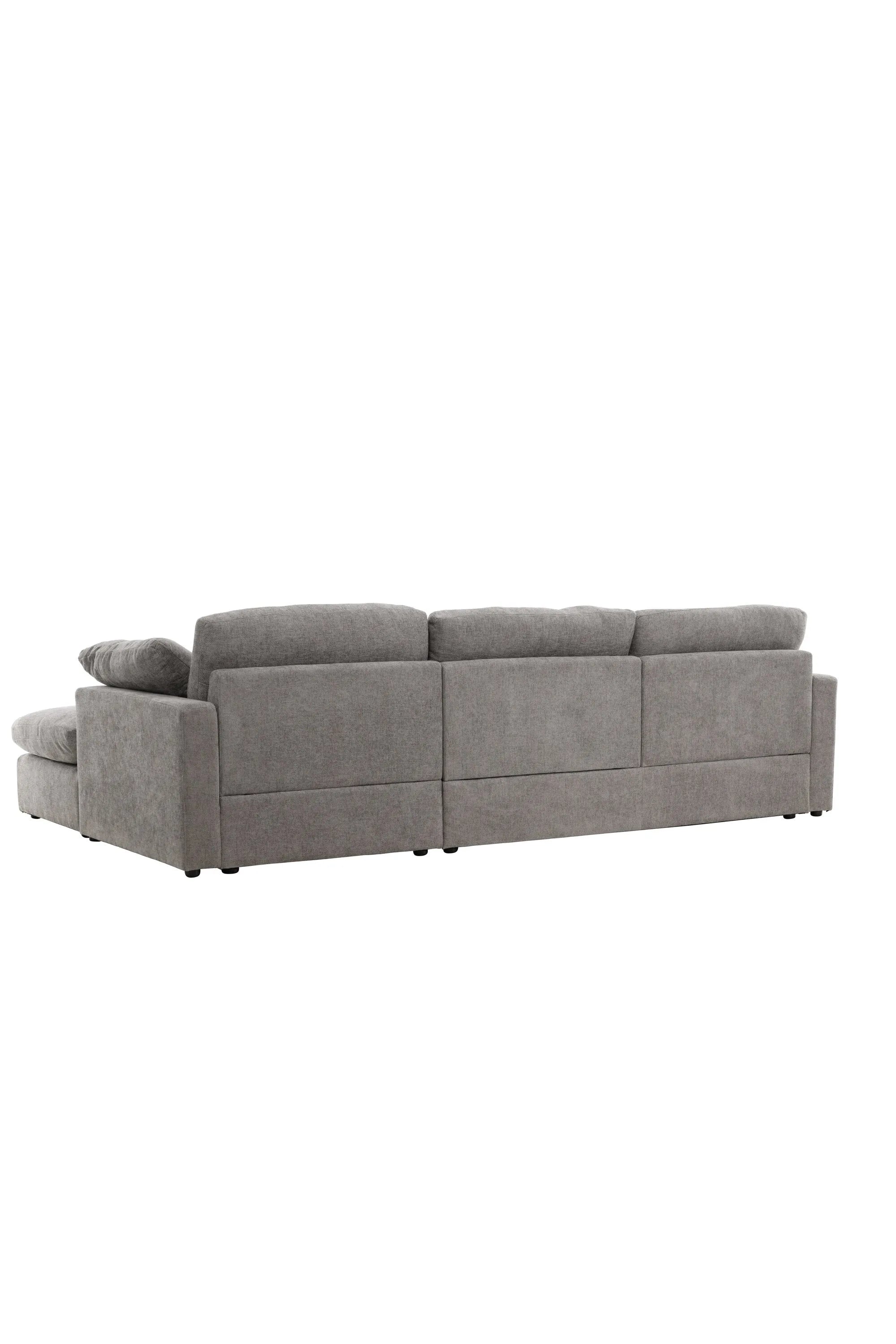 Elegantes Amalfi Ecksofa: Modernes Design, langlebiges Eukalyptus-Holz, pflegeleichter Bezug, hoher Komfort.