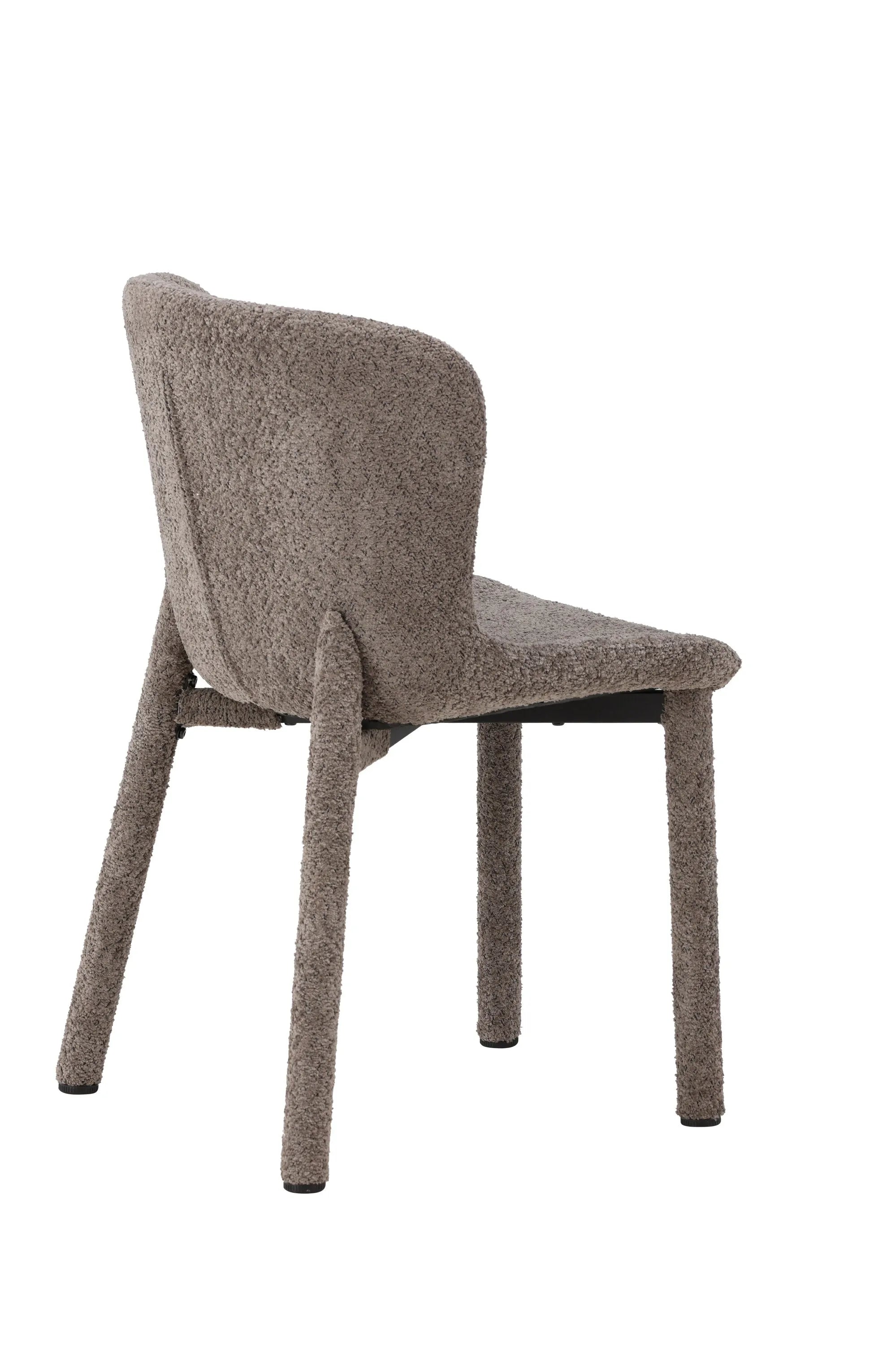 Der Astoria Esszimmerstuhl vereint luxuriösen Bouclé-Stoff mit ergonomischem Design für stilvollen Komfort.