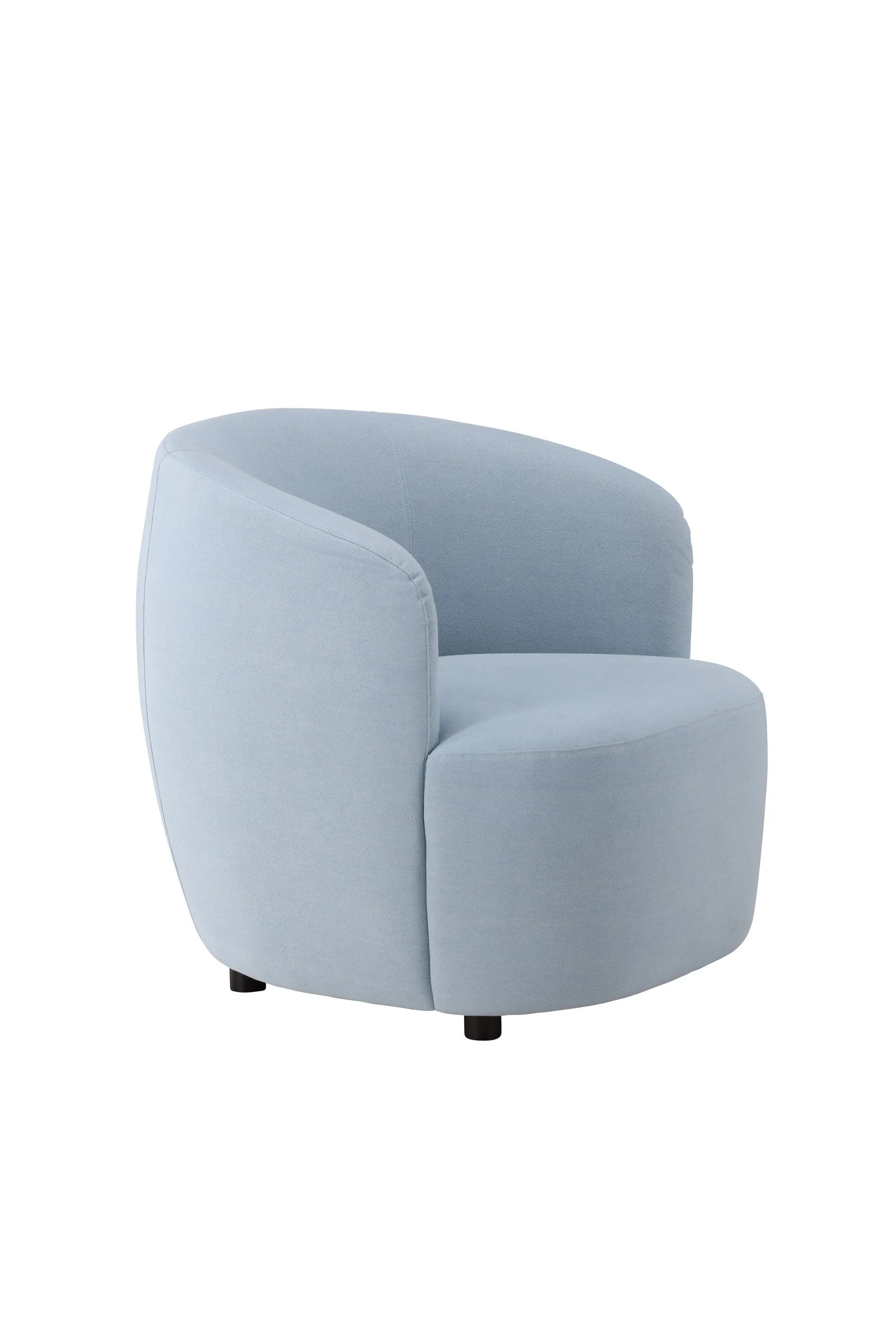 Eleganter Sessel in Babyblau, komfortabel gepolstert, ideal für stilvolle Entspannung in jedem Raum.