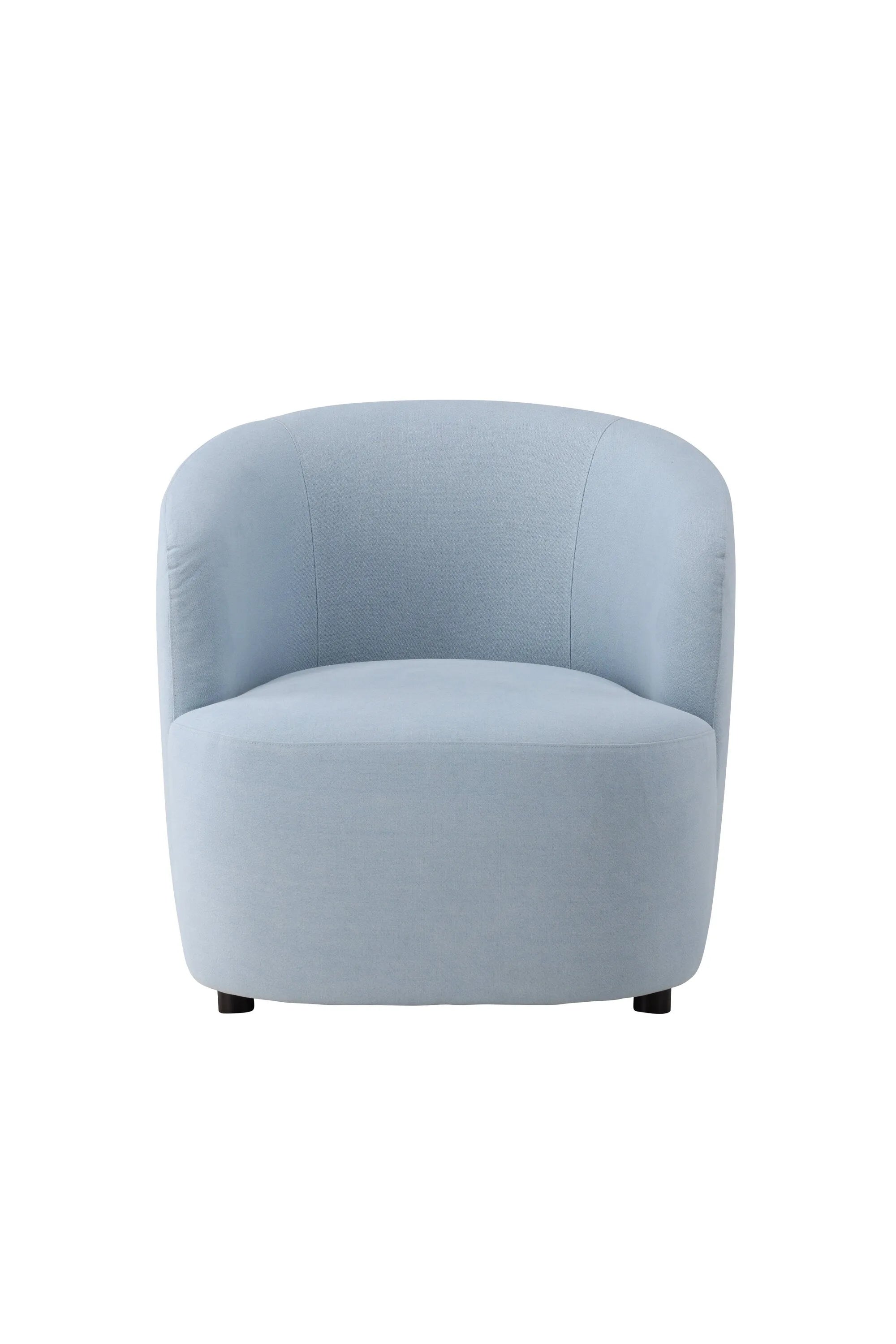 Eleganter Sessel in Babyblau, komfortabel gepolstert, ideal für stilvolle Entspannung in jedem Raum.