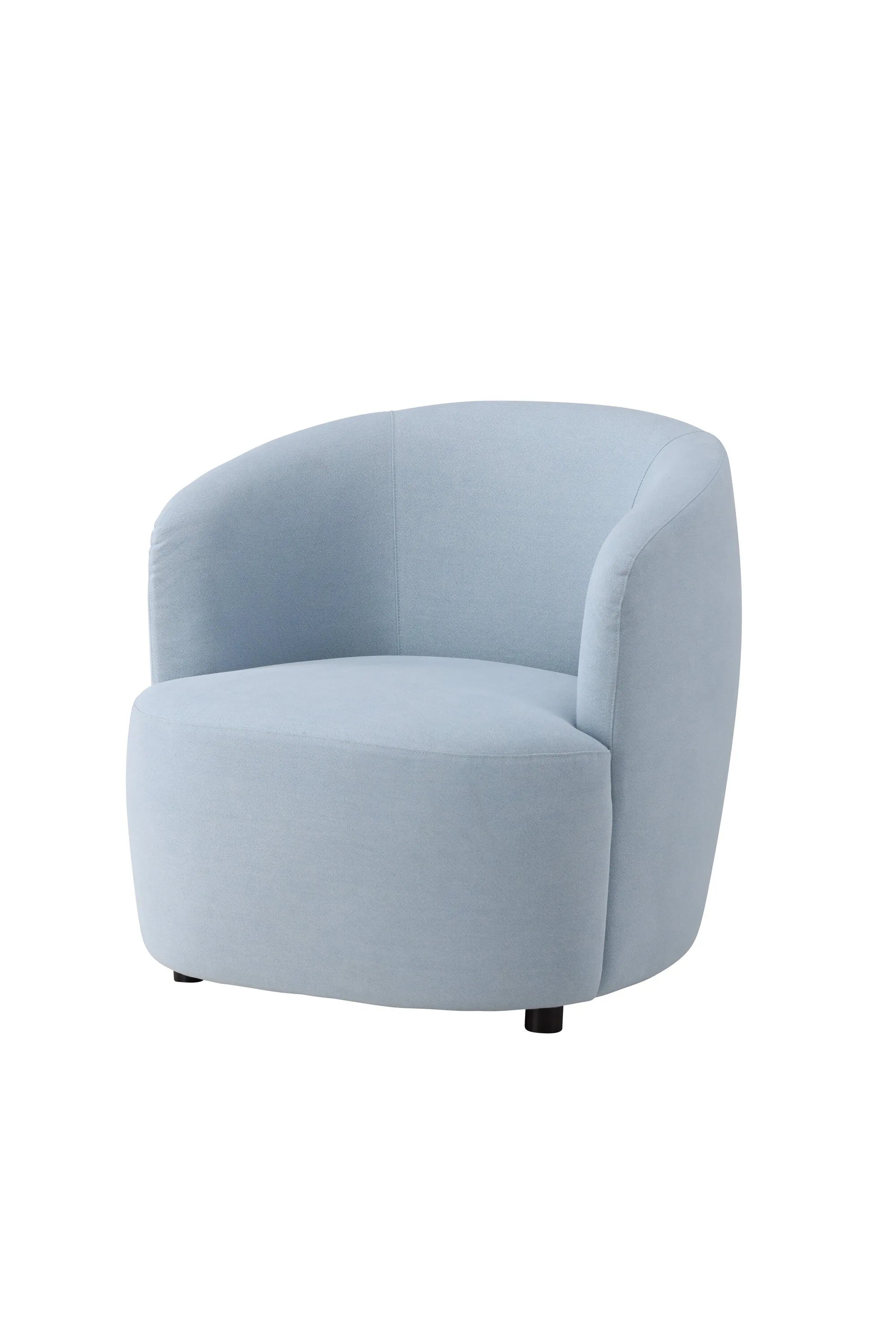 Eleganter Sessel in Babyblau, komfortabel gepolstert, ideal für stilvolle Entspannung in jedem Raum.