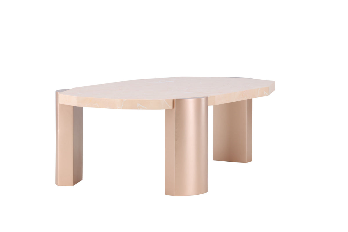 Kres Sofatisch 125x70.5 in Gold/ Rosa/Marmoroptik präsentiert im Onlineshop von KAQTU Design AG. Beistelltisch ist von Venture Home