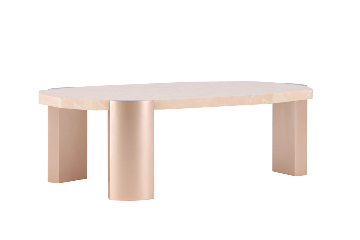 Kres Sofatisch 125x70.5 in Gold/ Rosa/Marmoroptik präsentiert im Onlineshop von KAQTU Design AG. Beistelltisch ist von Venture Home