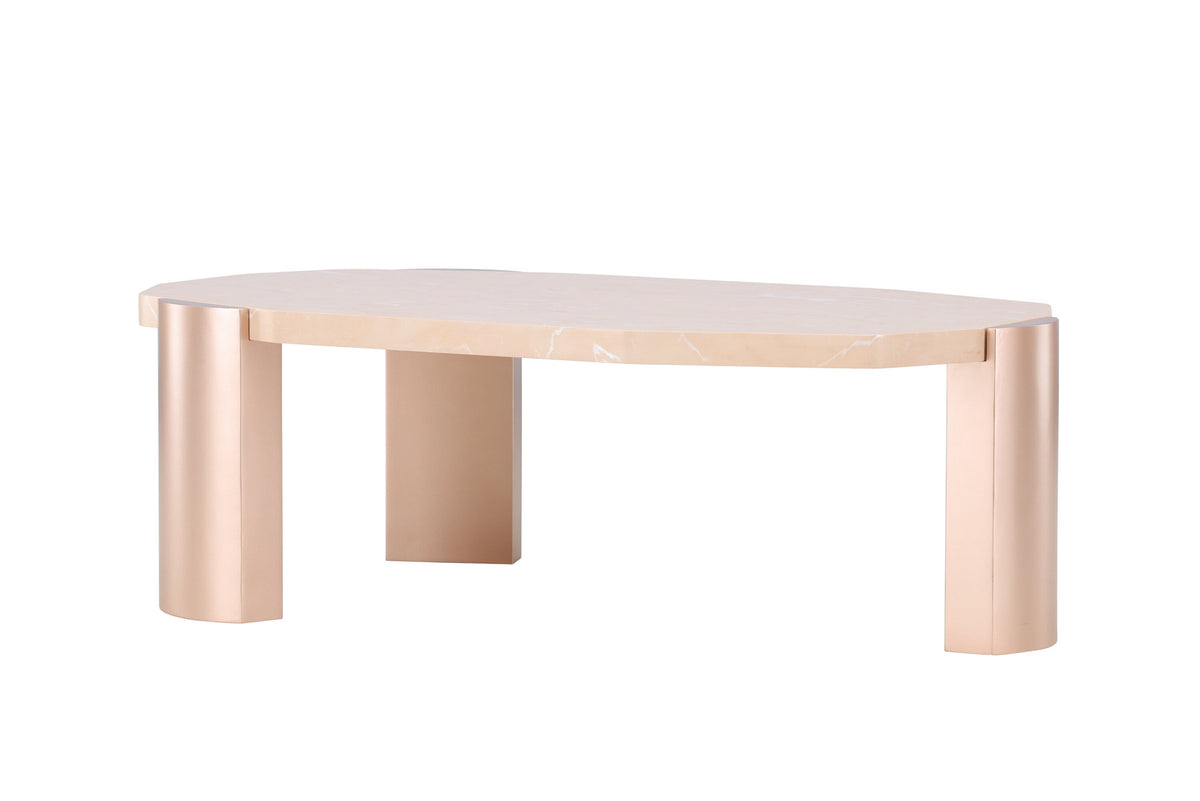 Kres Sofatisch 125x70.5 in Gold/ Rosa/Marmoroptik präsentiert im Onlineshop von KAQTU Design AG. Beistelltisch ist von Venture Home