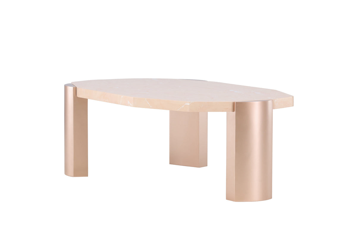 Kres Sofatisch 125x70.5 in Gold/ Rosa/Marmoroptik präsentiert im Onlineshop von KAQTU Design AG. Beistelltisch ist von Venture Home