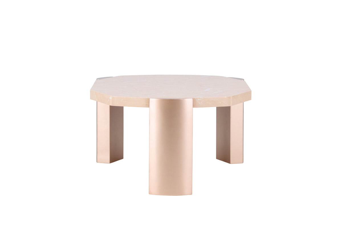 Kres Sofatisch 125x70.5 in Gold/ Rosa/Marmoroptik präsentiert im Onlineshop von KAQTU Design AG. Beistelltisch ist von Venture Home