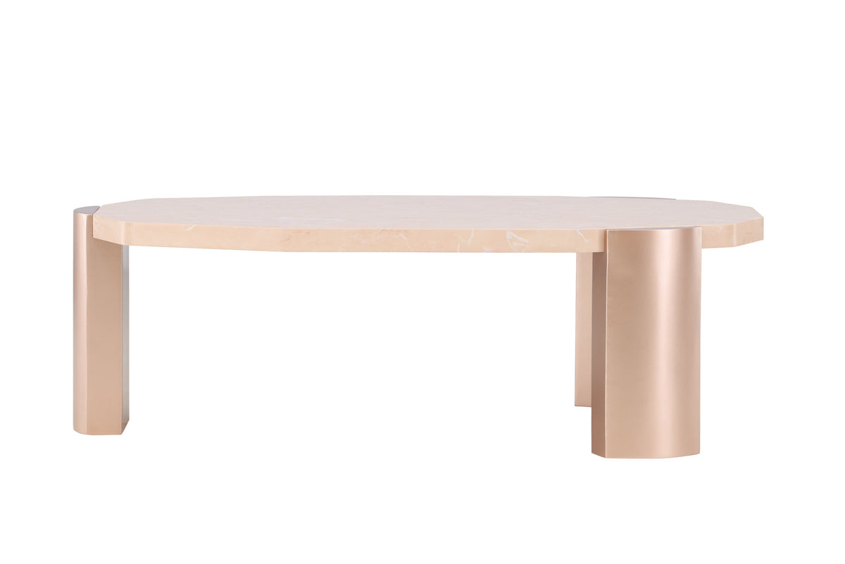 Kres Sofatisch 125x70.5 in Gold/ Rosa/Marmoroptik präsentiert im Onlineshop von KAQTU Design AG. Beistelltisch ist von Venture Home