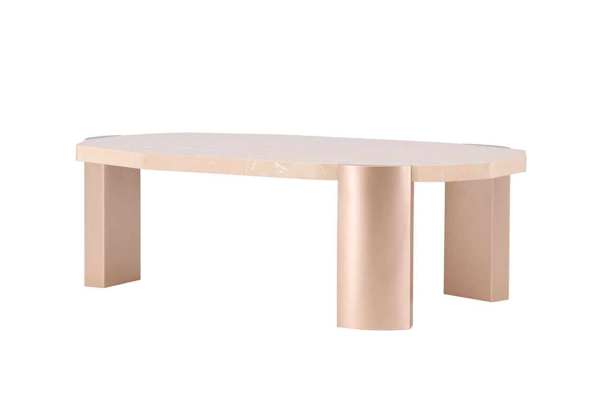 Kres Sofatisch 125x70.5 in Gold/ Rosa/Marmoroptik präsentiert im Onlineshop von KAQTU Design AG. Beistelltisch ist von Venture Home