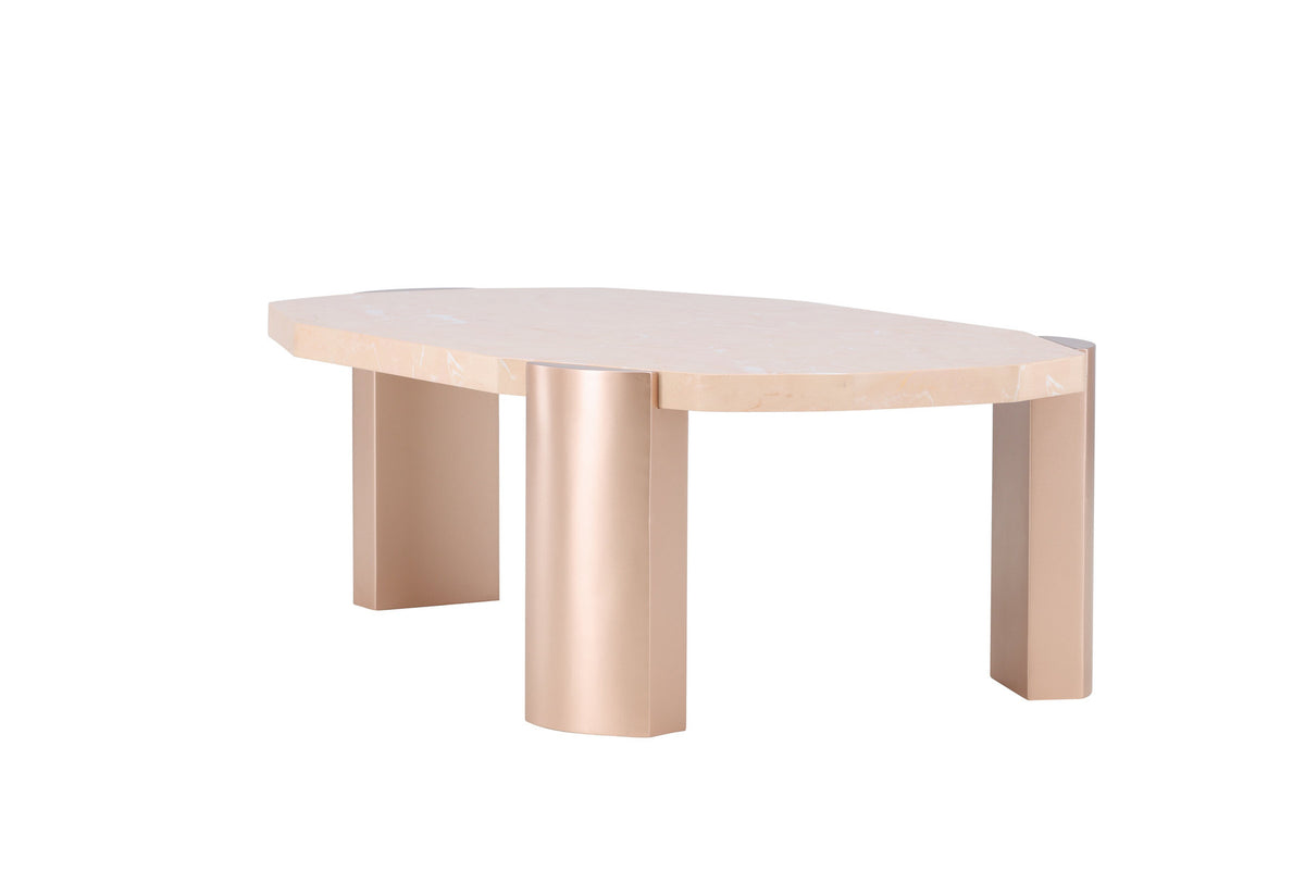Kres Sofatisch 125x70.5 in Gold/ Rosa/Marmoroptik präsentiert im Onlineshop von KAQTU Design AG. Beistelltisch ist von Venture Home